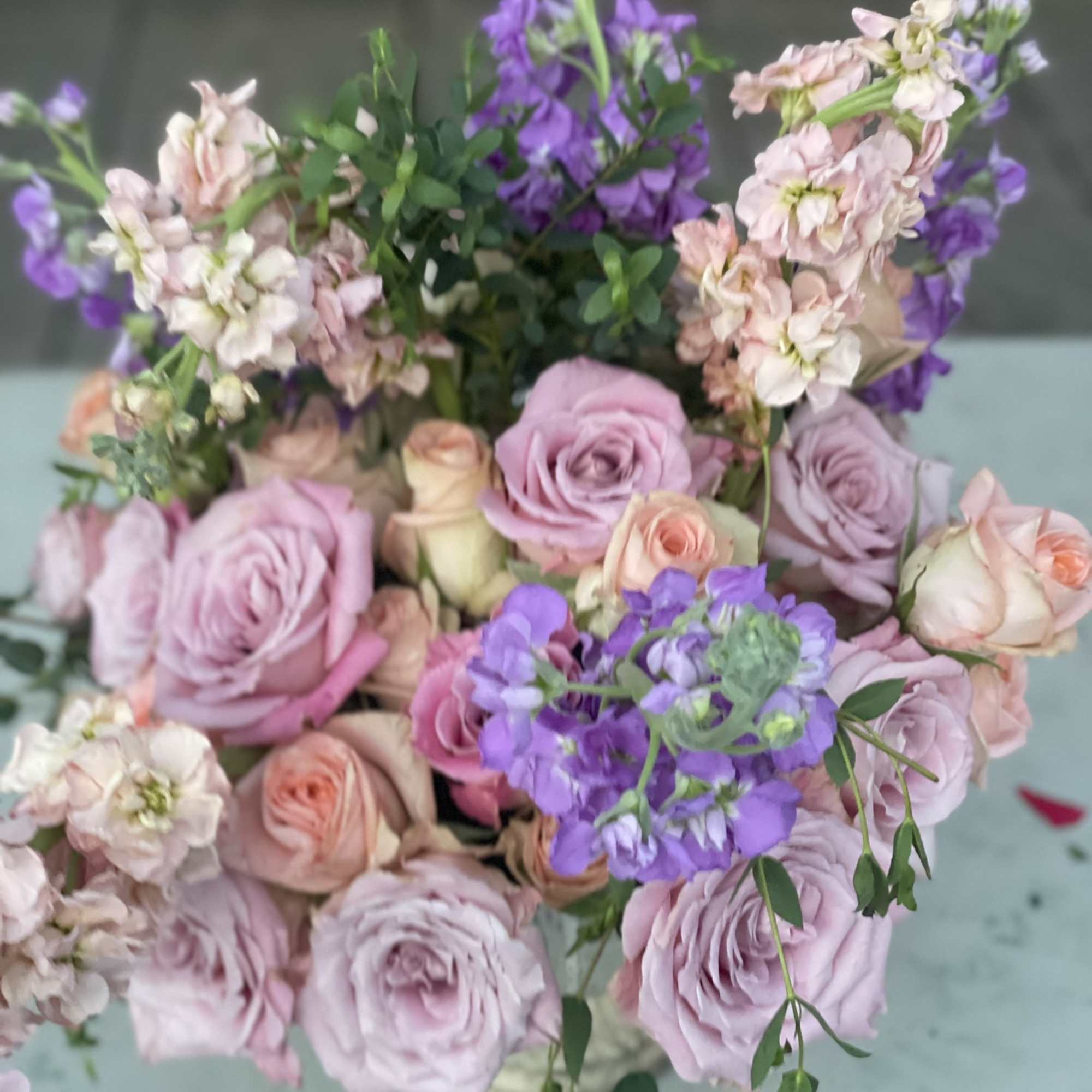 This glorious combination of pastels create a happy and calming arrangement that