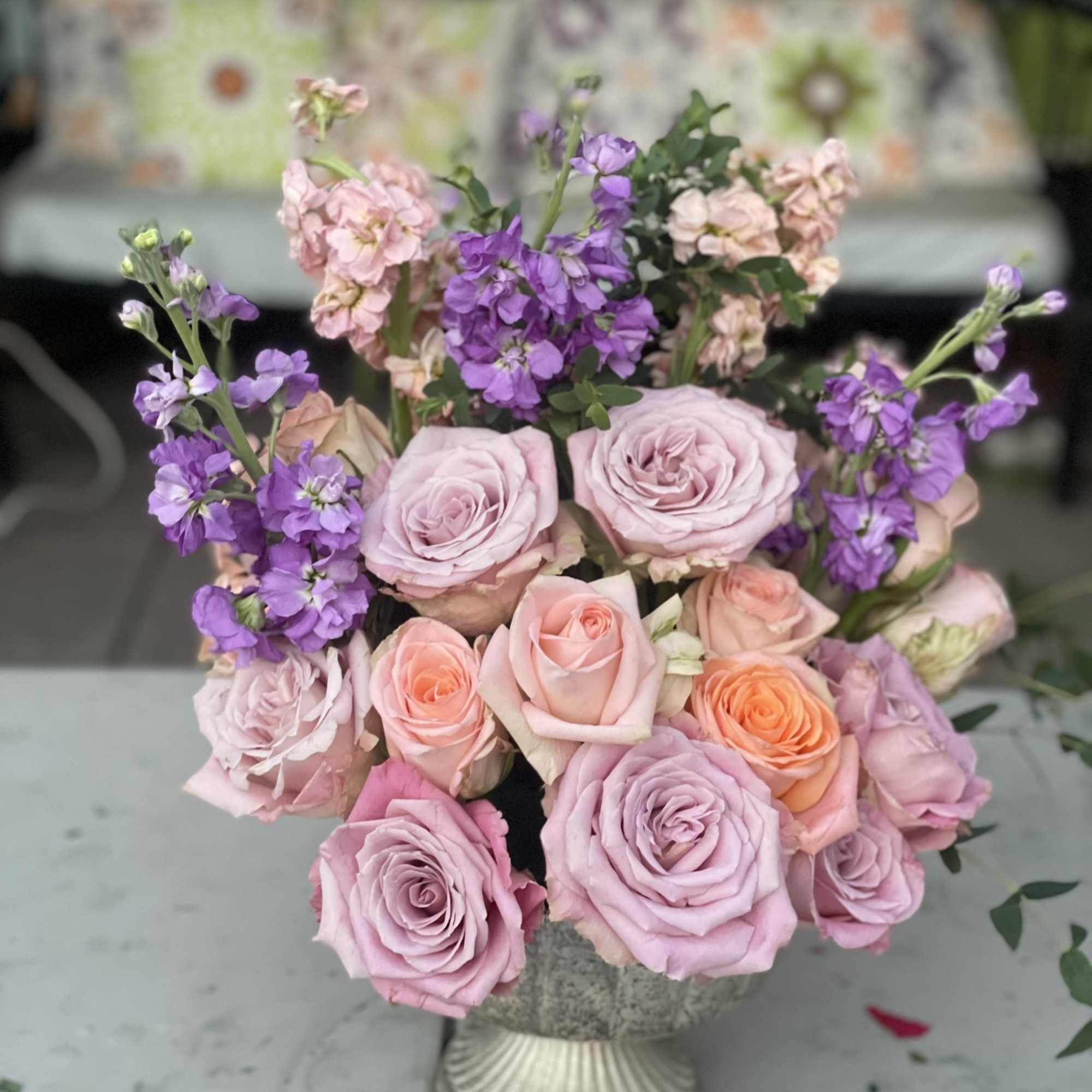 This glorious combination of pastels create a happy and calming arrangement that