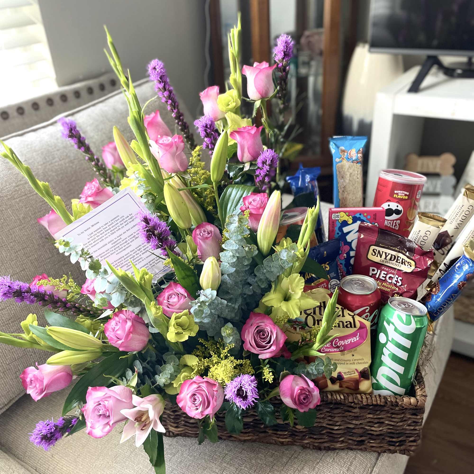 Flower and snack basket in Corpus Christi, TX | Flowers by Sid