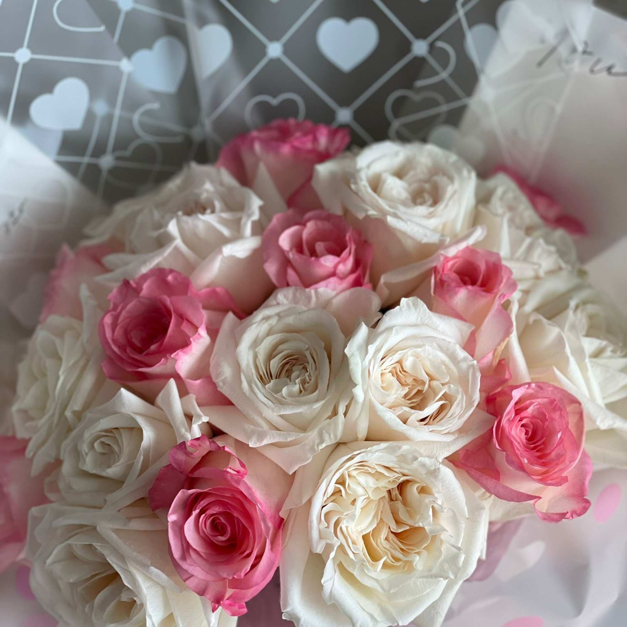 Romantic and glamorous and tied bouquet.