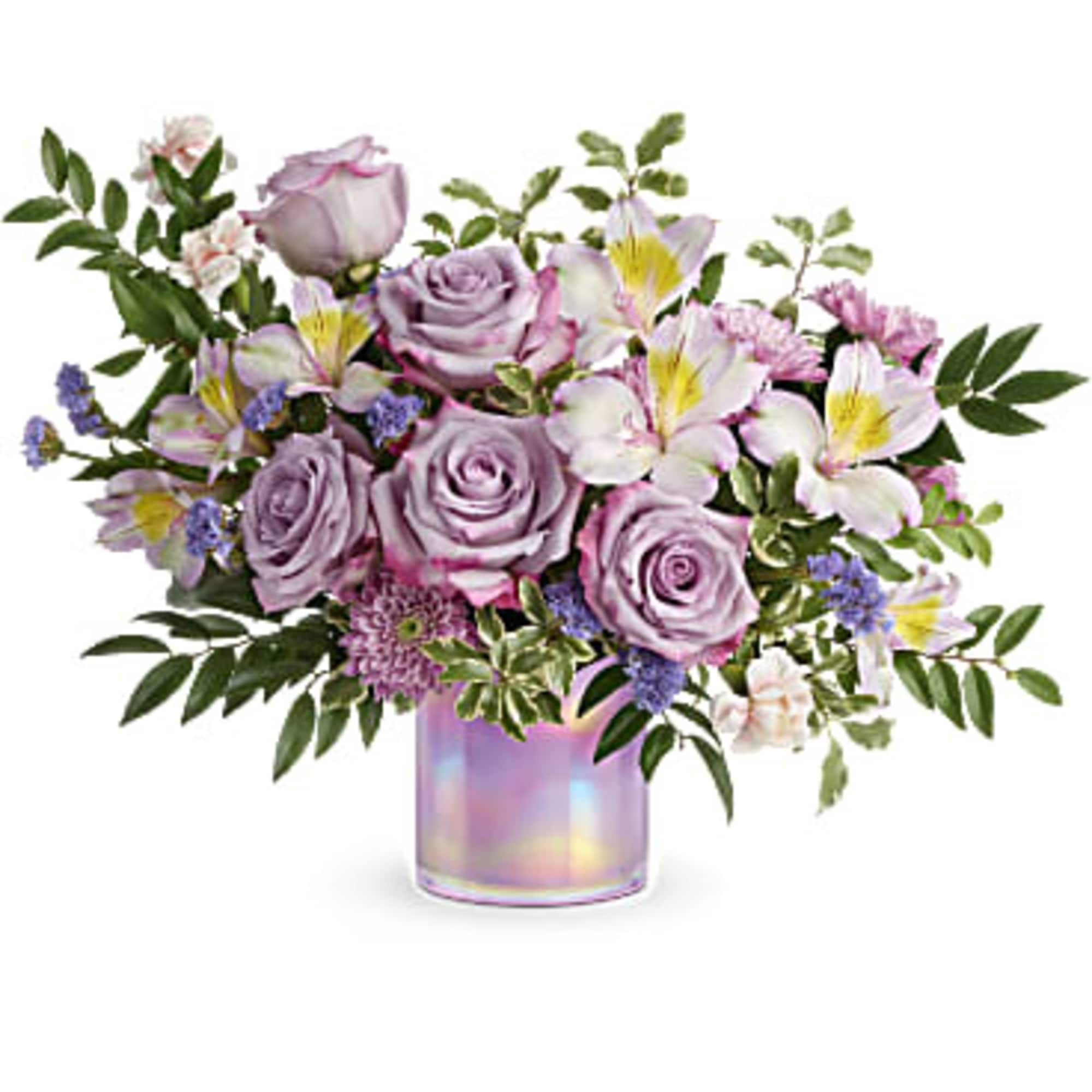 Make spring shimmer with this luxurious lavender bouquet,  in a keepsake