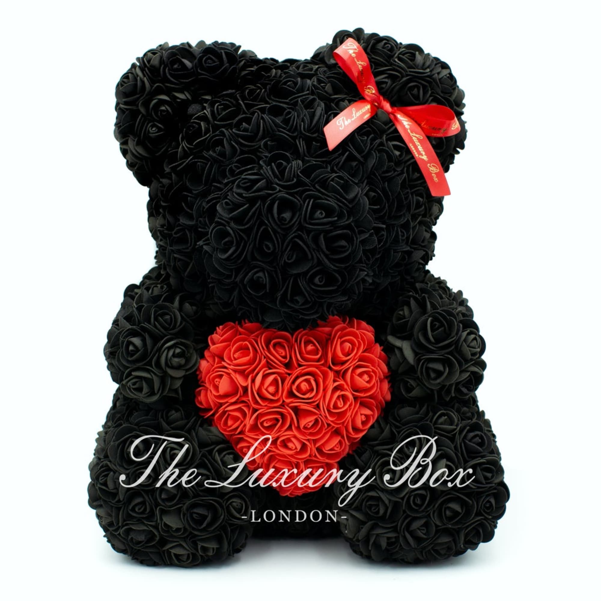 We have this beautiful bears in pink, red, white, black and different