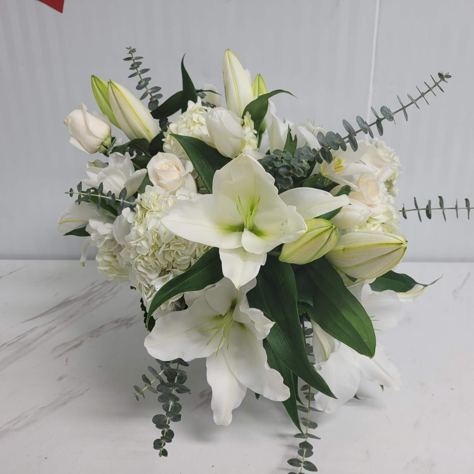 Send something to let them know you care. Featuring blue hydrangea, white