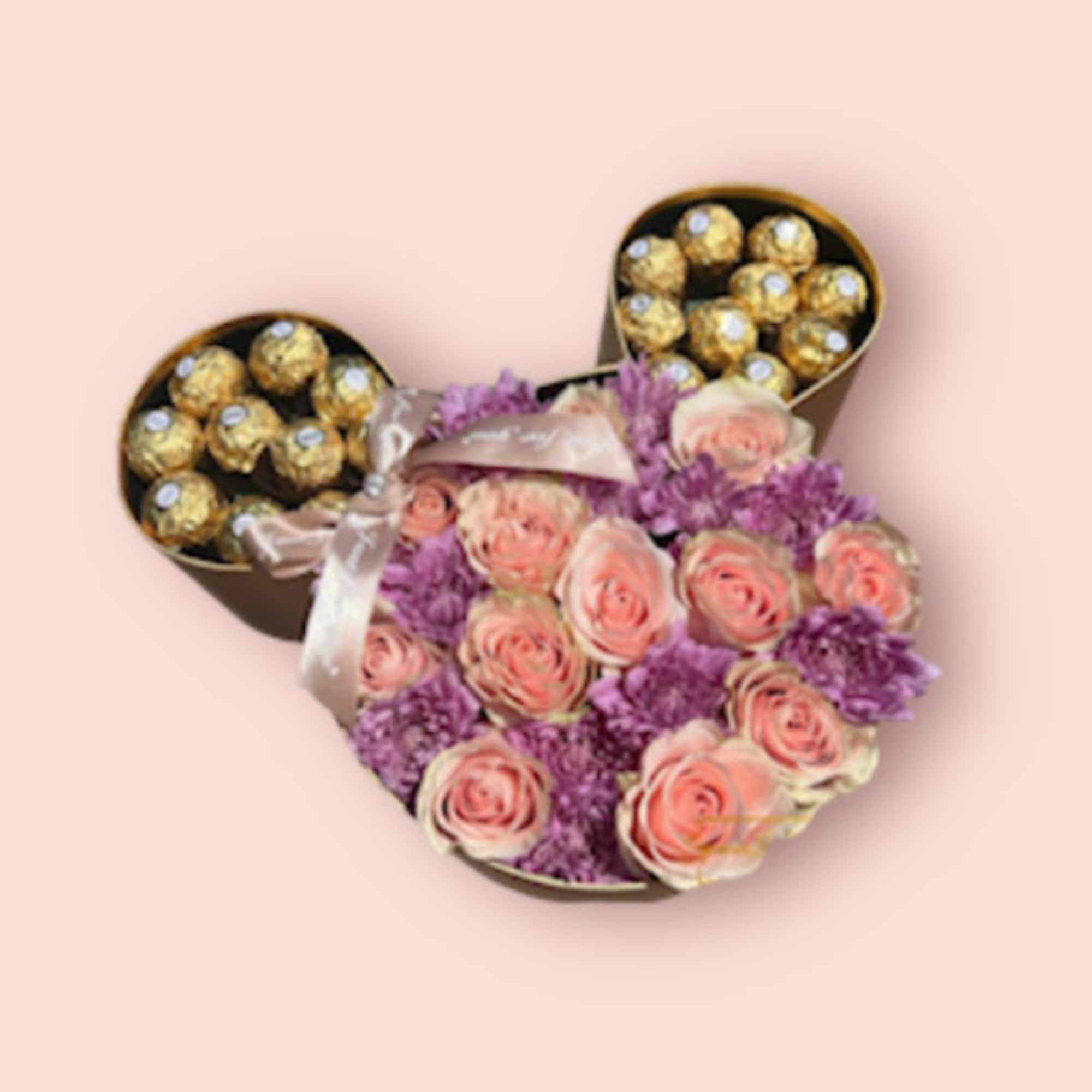MICKEY BOX WITH FLOWERS AND CHOCOLATES
