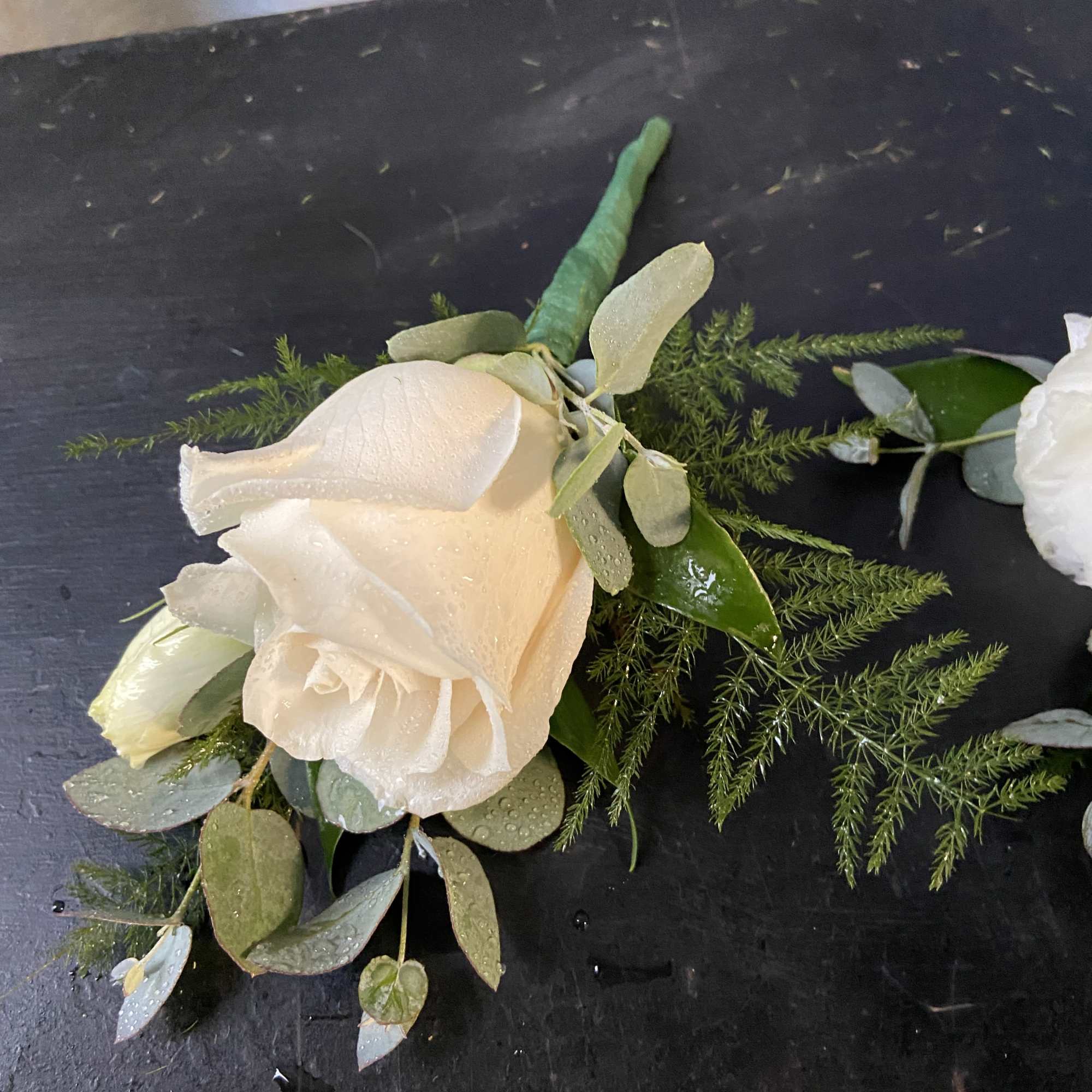  Hand tied Bridal BQ and Boutonniere roses Lillies and seasonal flowers