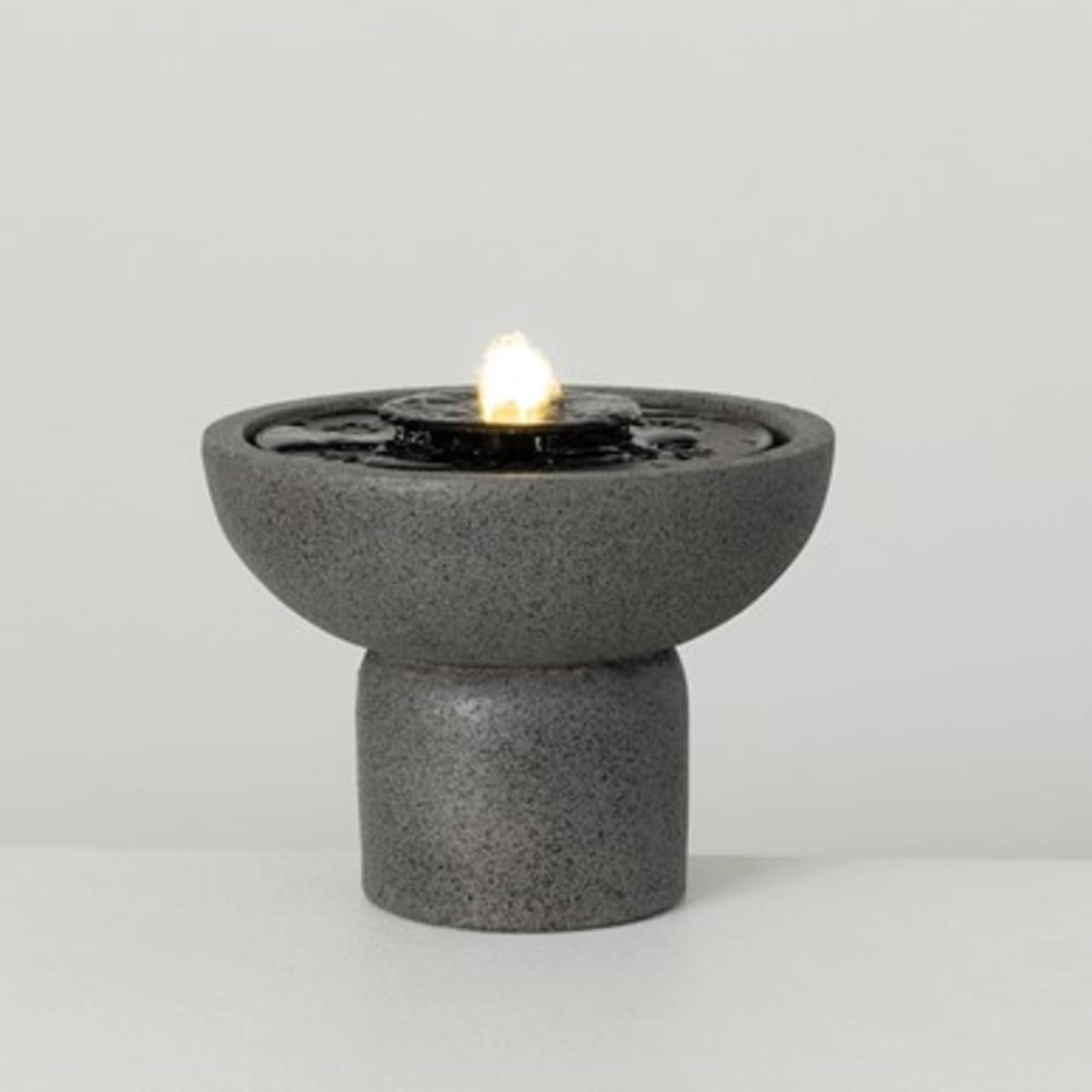Bring calming water elements to your garden with this Gray Bowl Pedestal