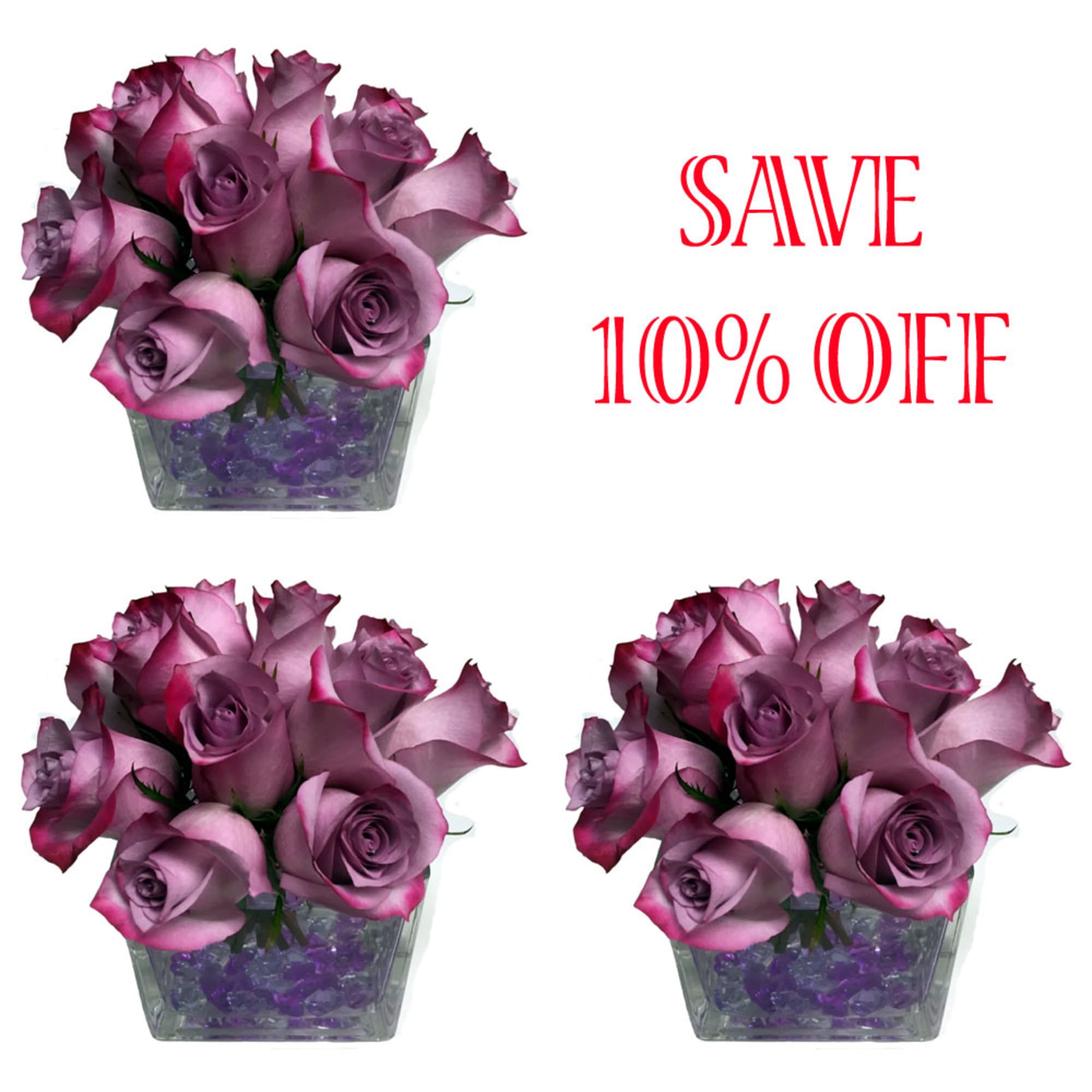 An enchanting bouquet of lavender roses sweetly touches her heart. Accented with