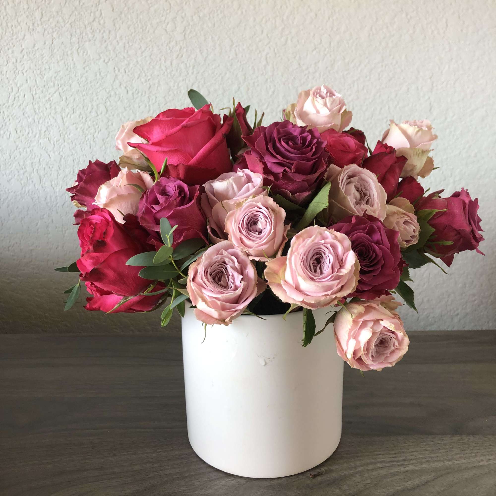 The perfect combination. Hot pink roses and pale pink roses&hellip;some would call