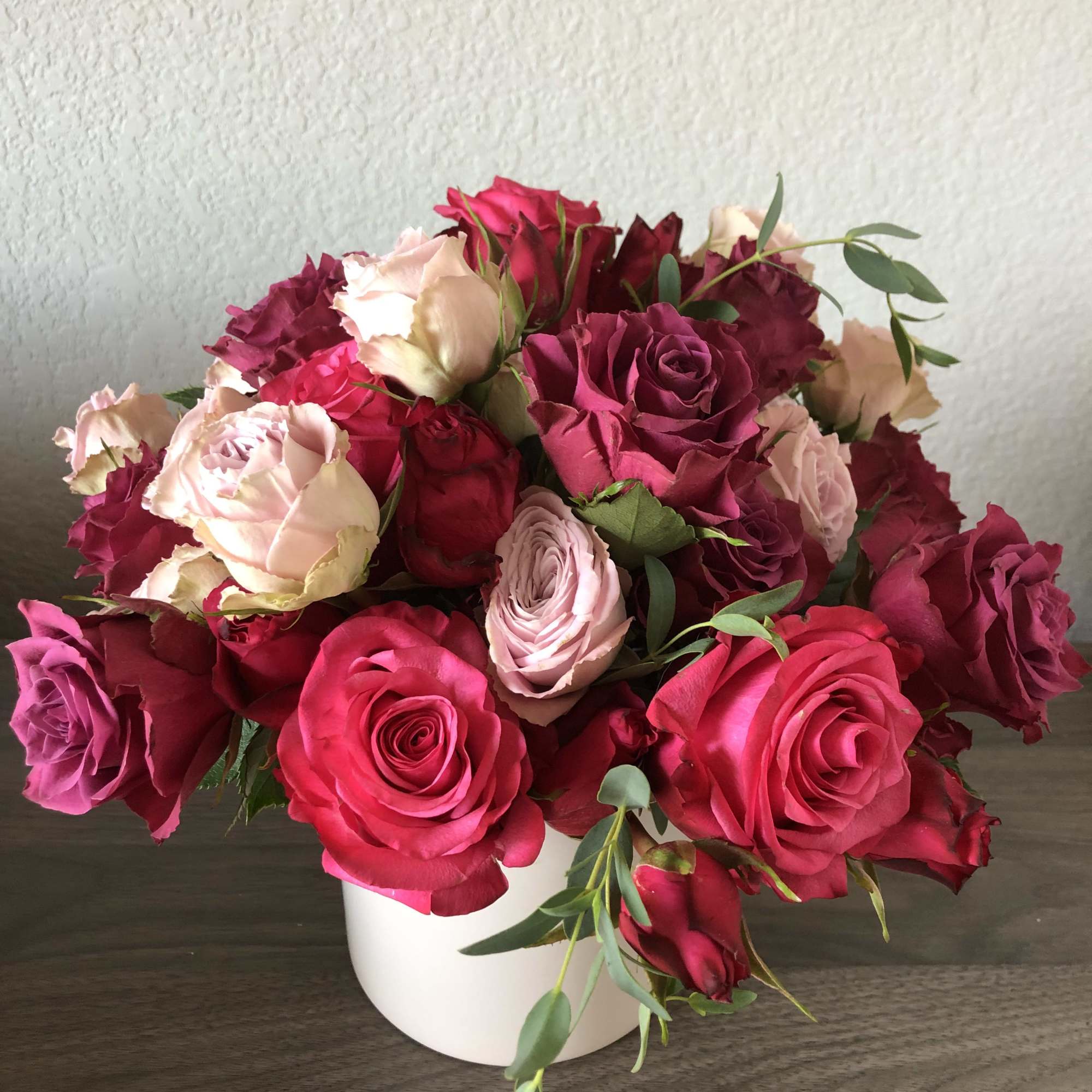 The perfect combination. Hot pink roses and pale pink roses&hellip;some would call