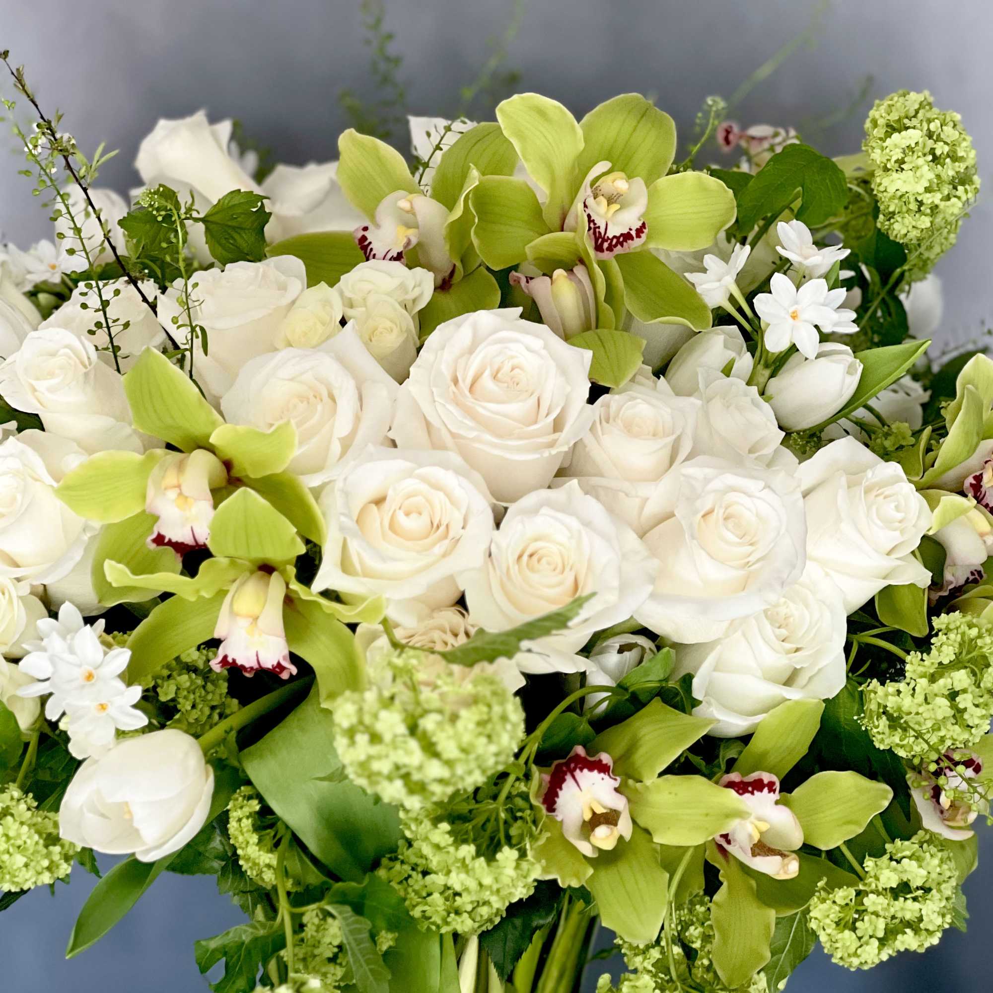Delicate, charming, and always a favorite. Our Roman Holiday bouquet features a