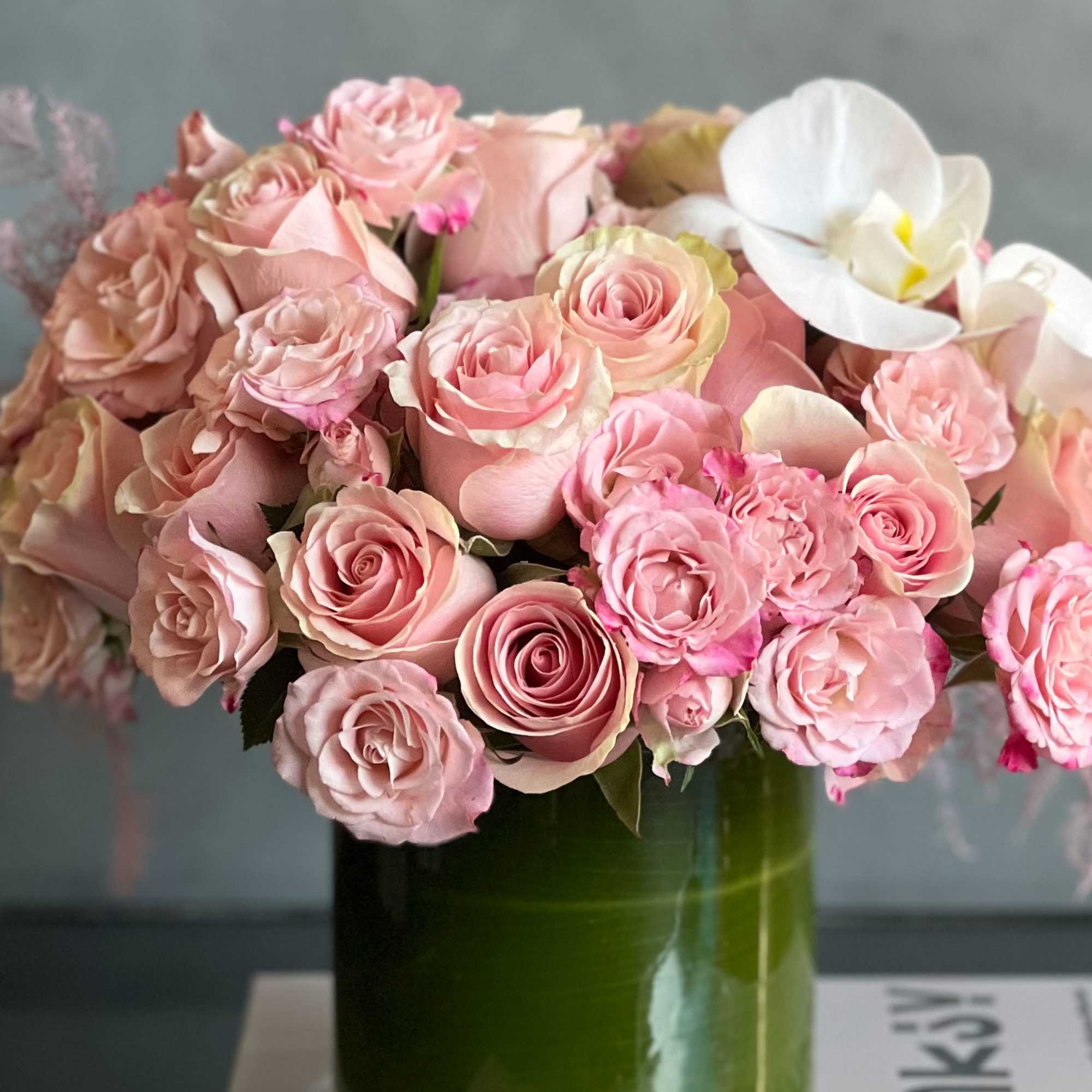 Pinks are popping in this delicate and delightful 24 pink roses, pink