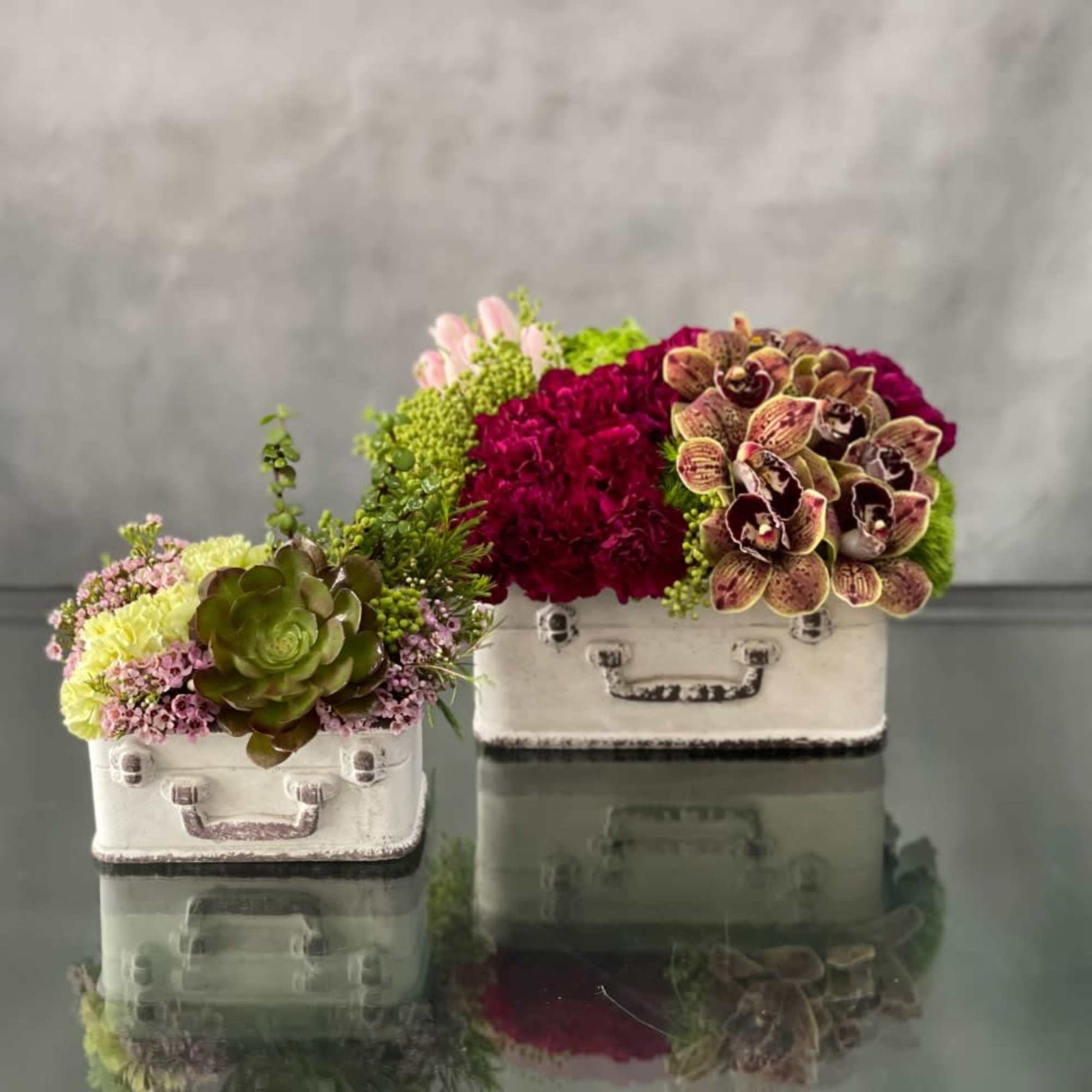 This whimsical set of suitcase planters is a great gift to someone