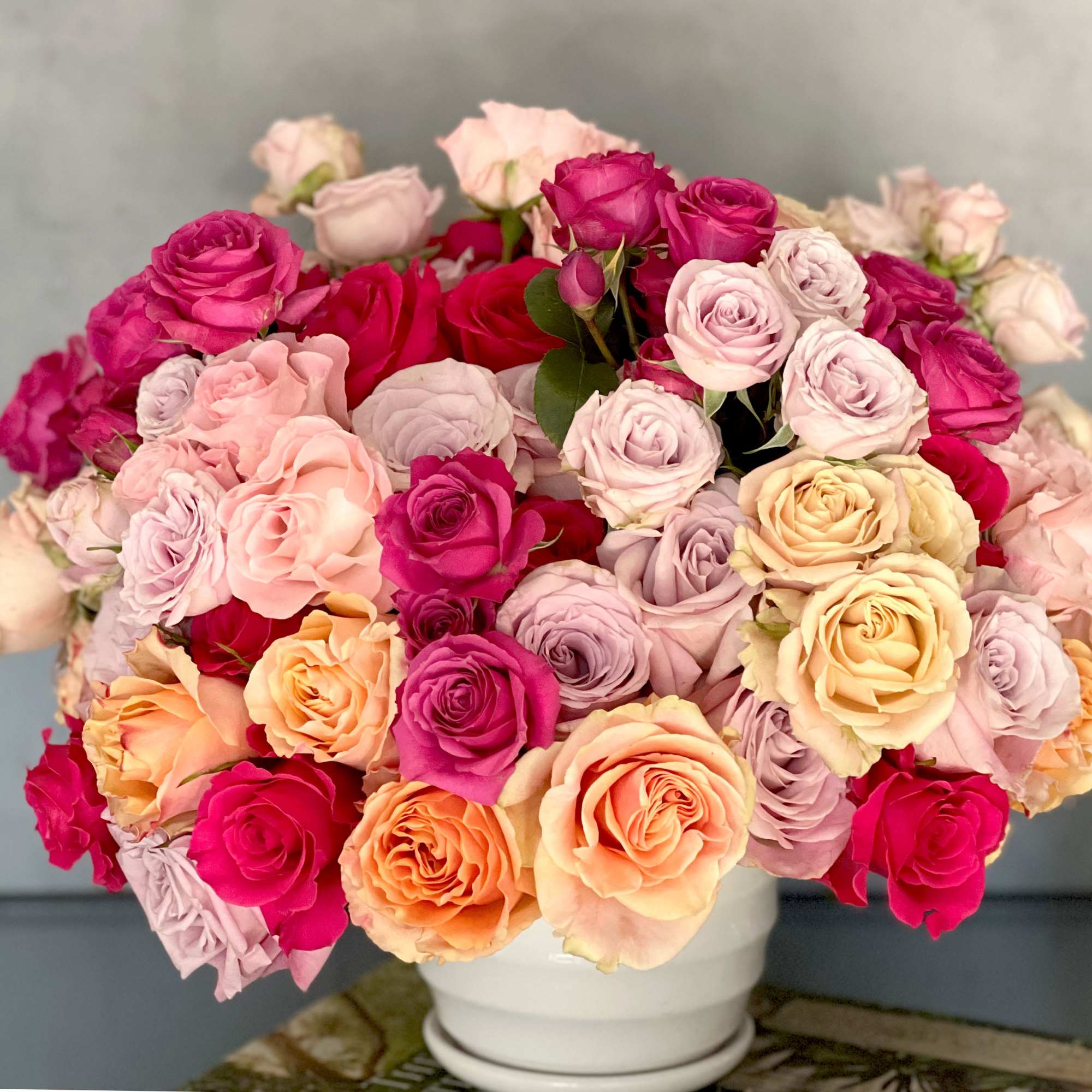 An exquisite and vibrant display of over 50 blooms of different varieties