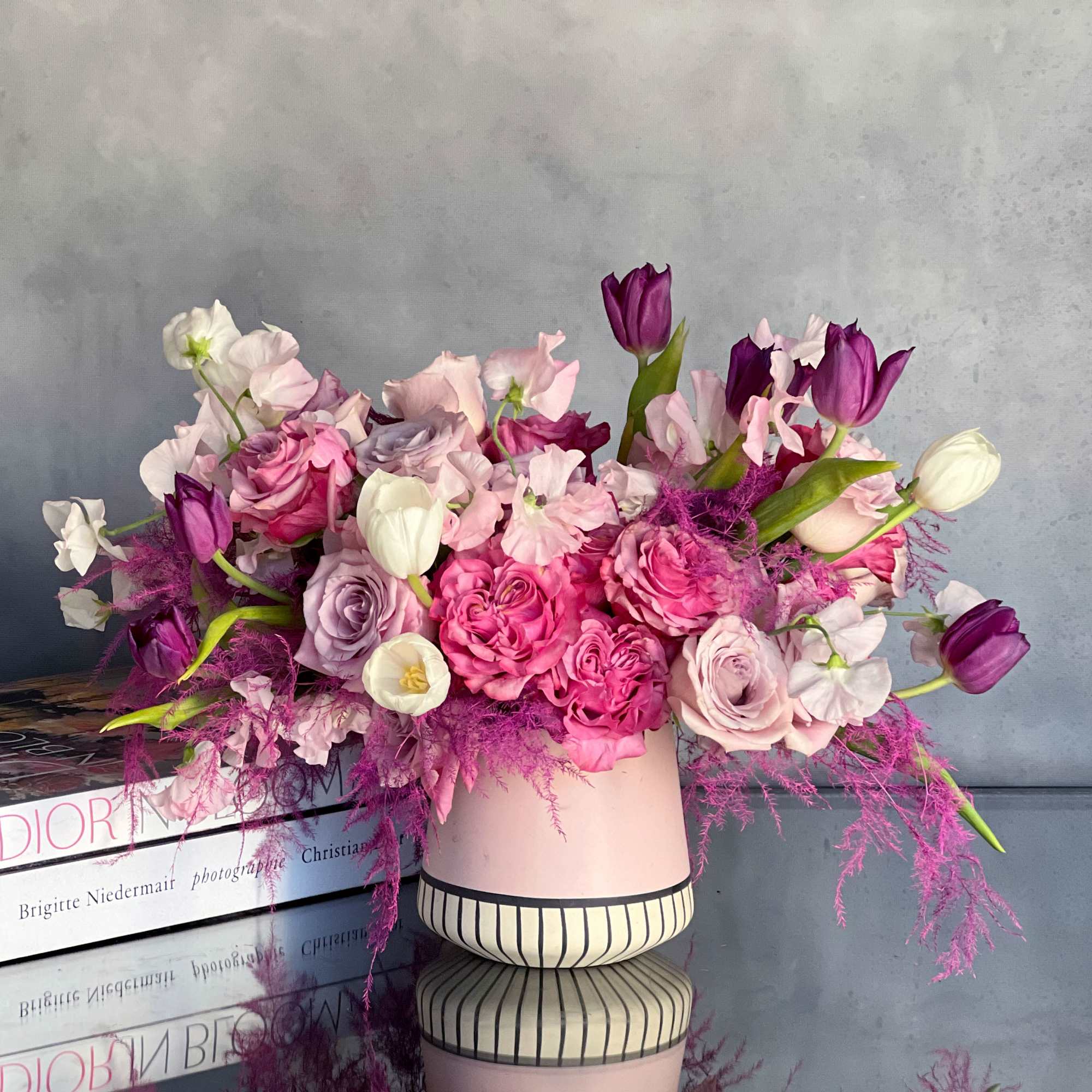 &quot;Sweet Pea&quot; is arranged with Sweet Pea flowers, Tulips, Ranunculus, Roses and