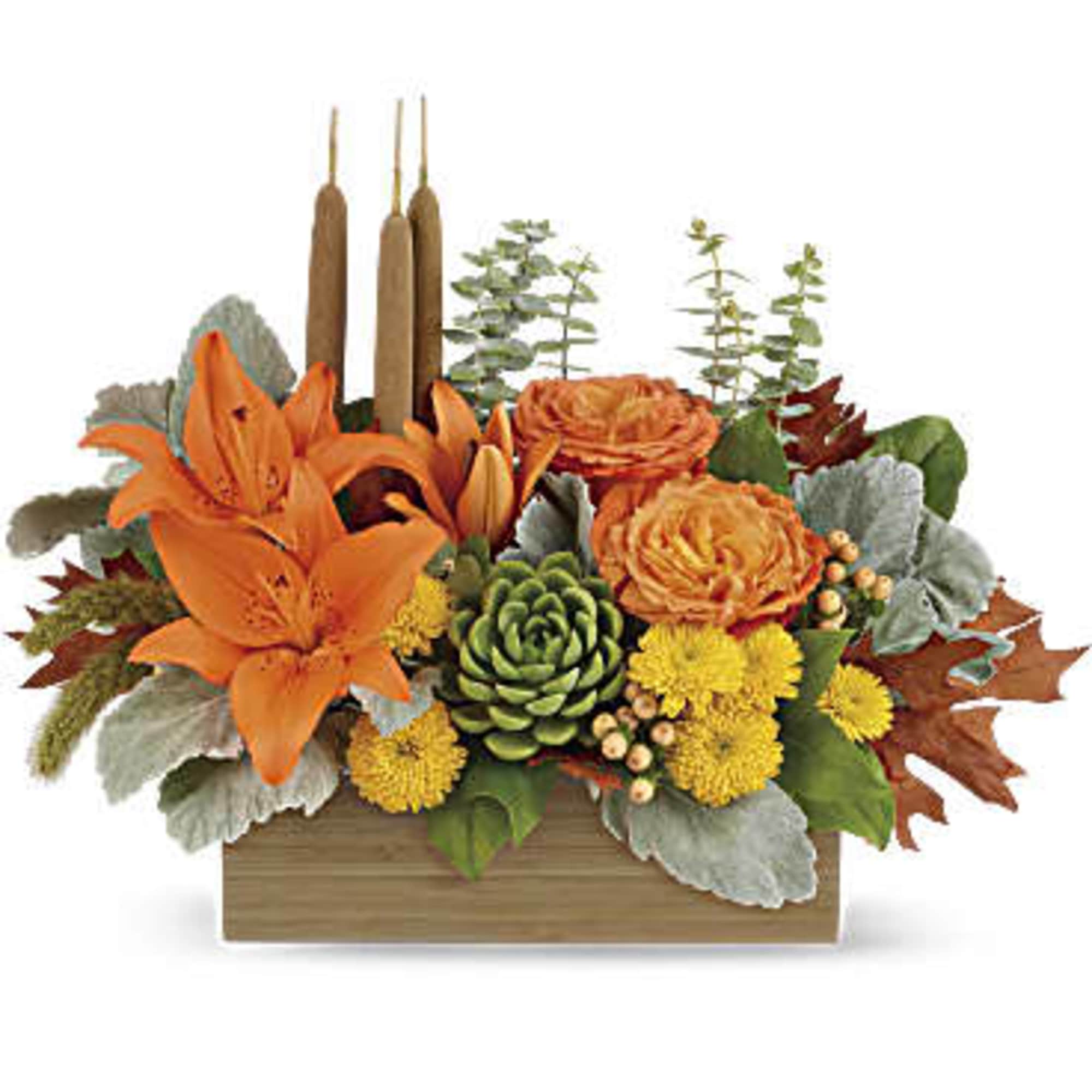 Enjoy the serenity of the season with a fresh fall centerpiece that