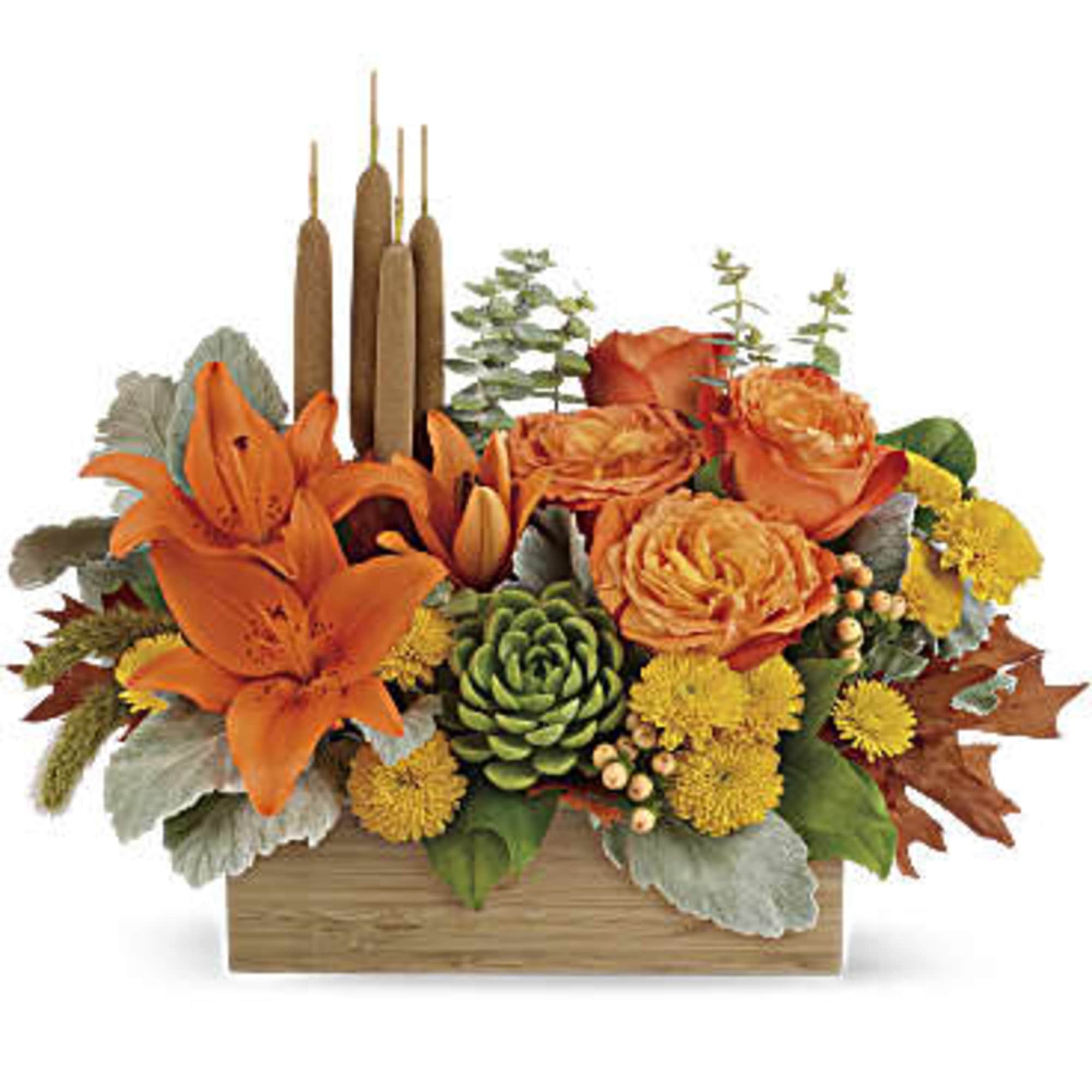 Enjoy the serenity of the season with a fresh fall centerpiece that