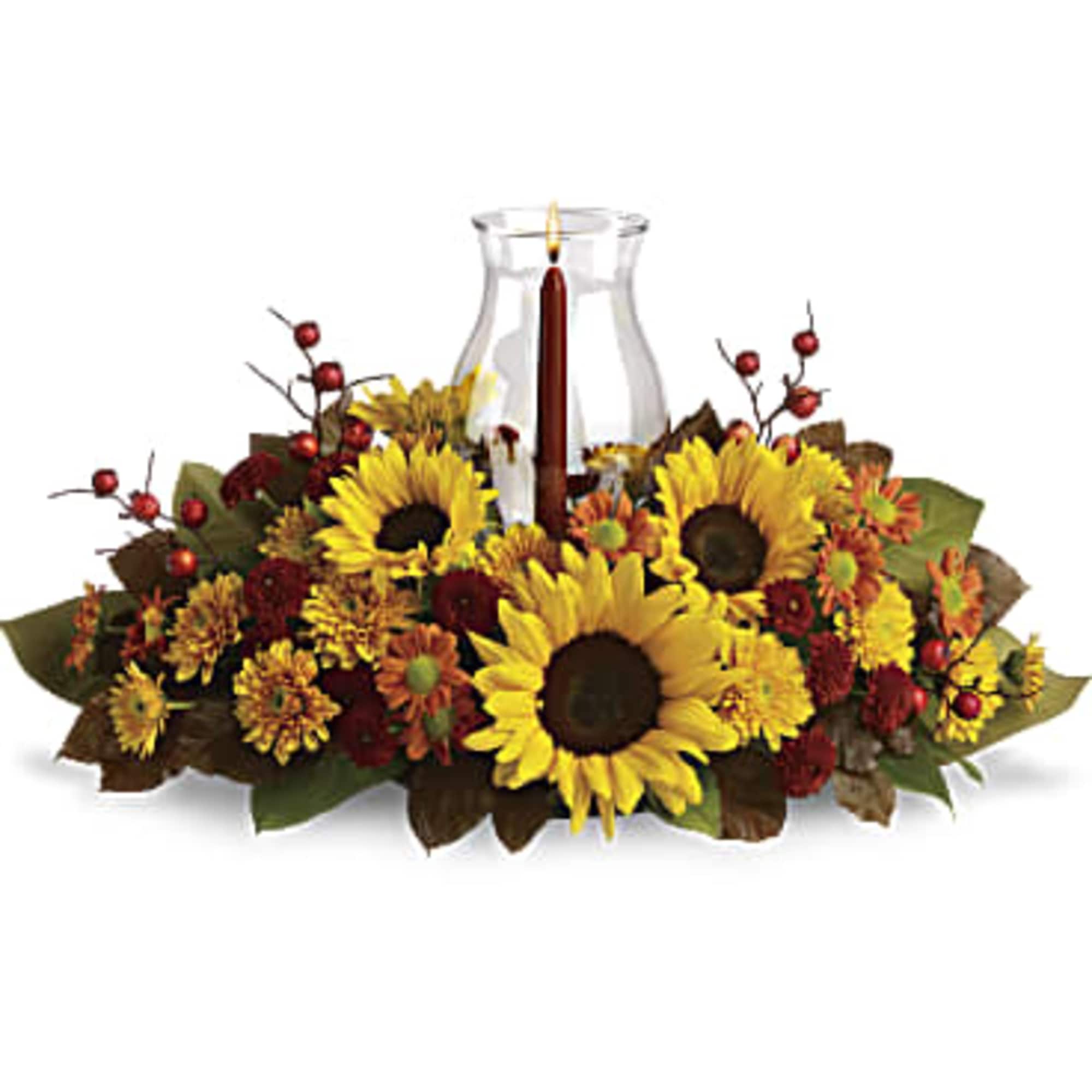 Sunflowers are the stars of this fabulous fall flower centerpiece! All the