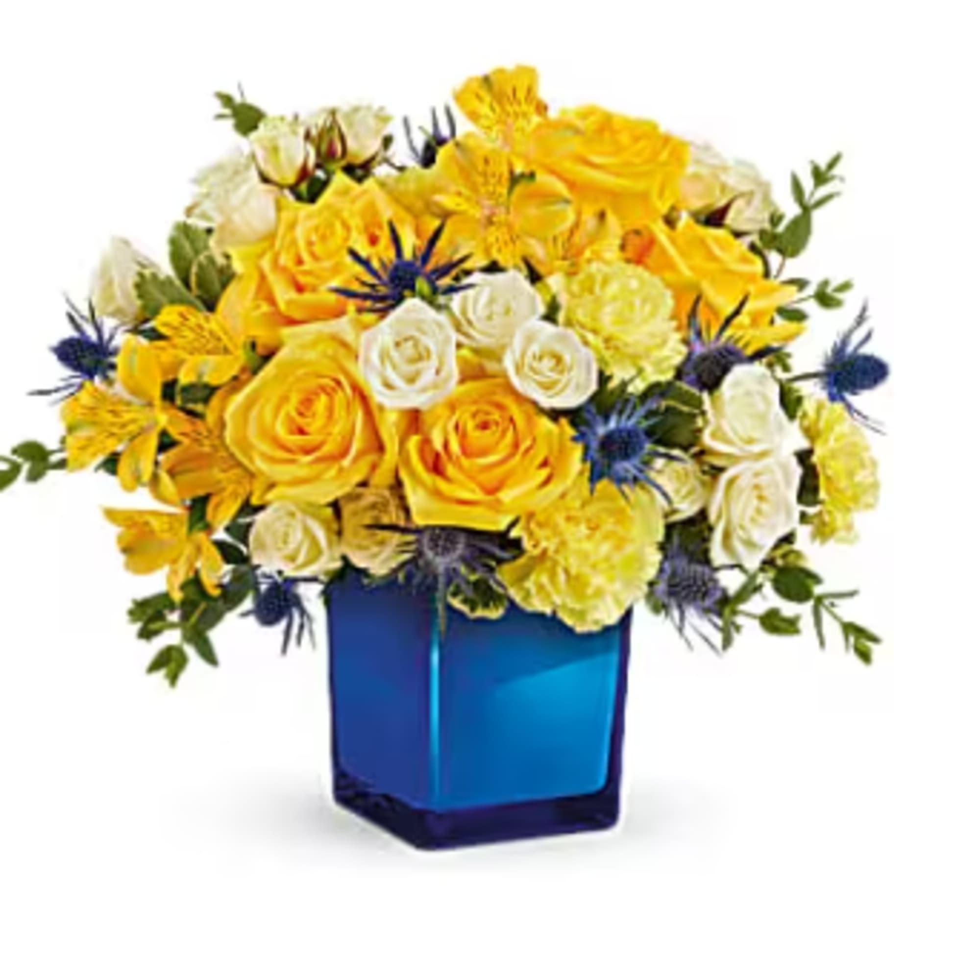 Golden Blue Bouquet - Go for the gold with this bold yellow Golden Blue Bouquet - Go for the gold with this bold yellow