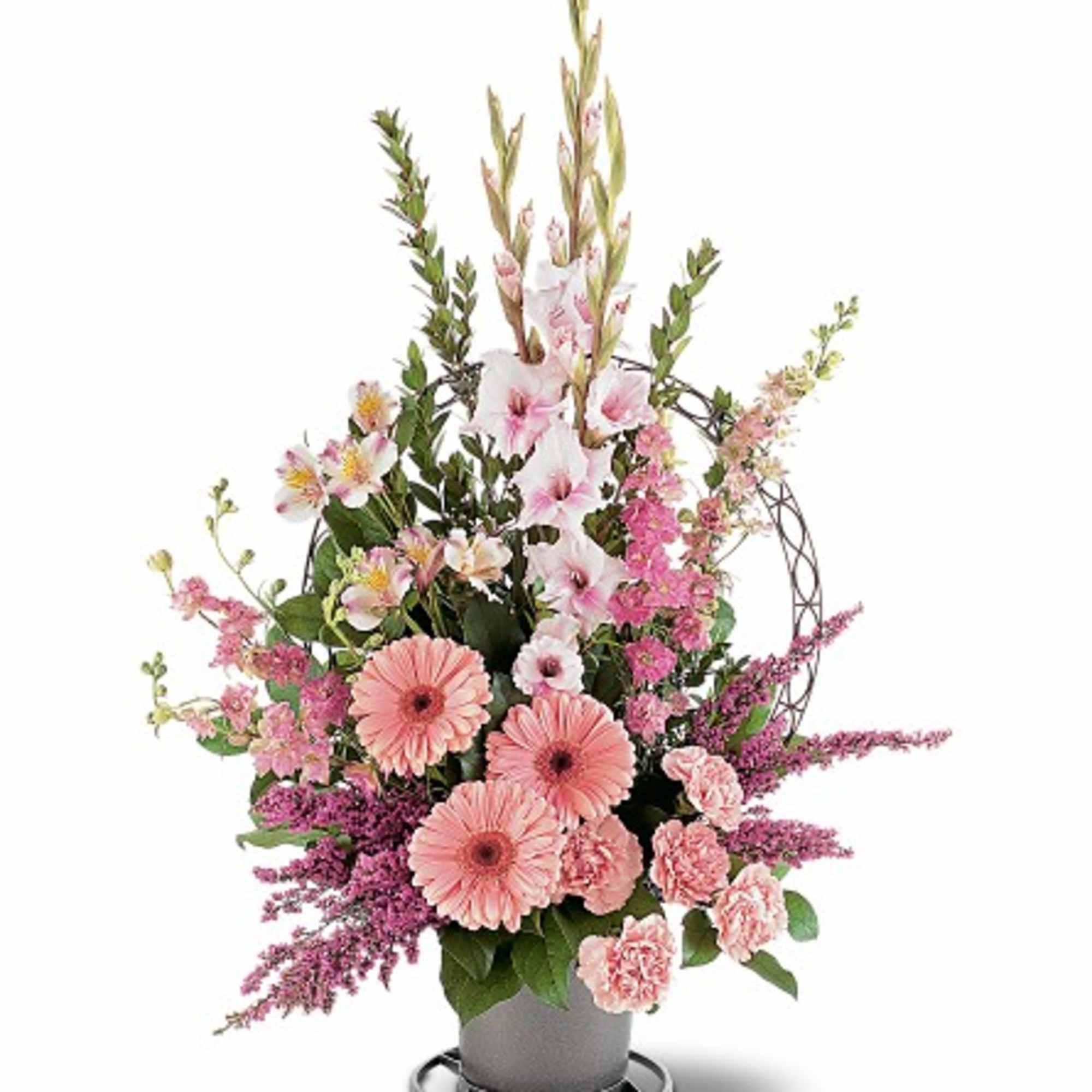 Hopeful Pink Basket [TF187-1] in Arlington, VA | Twin Towers