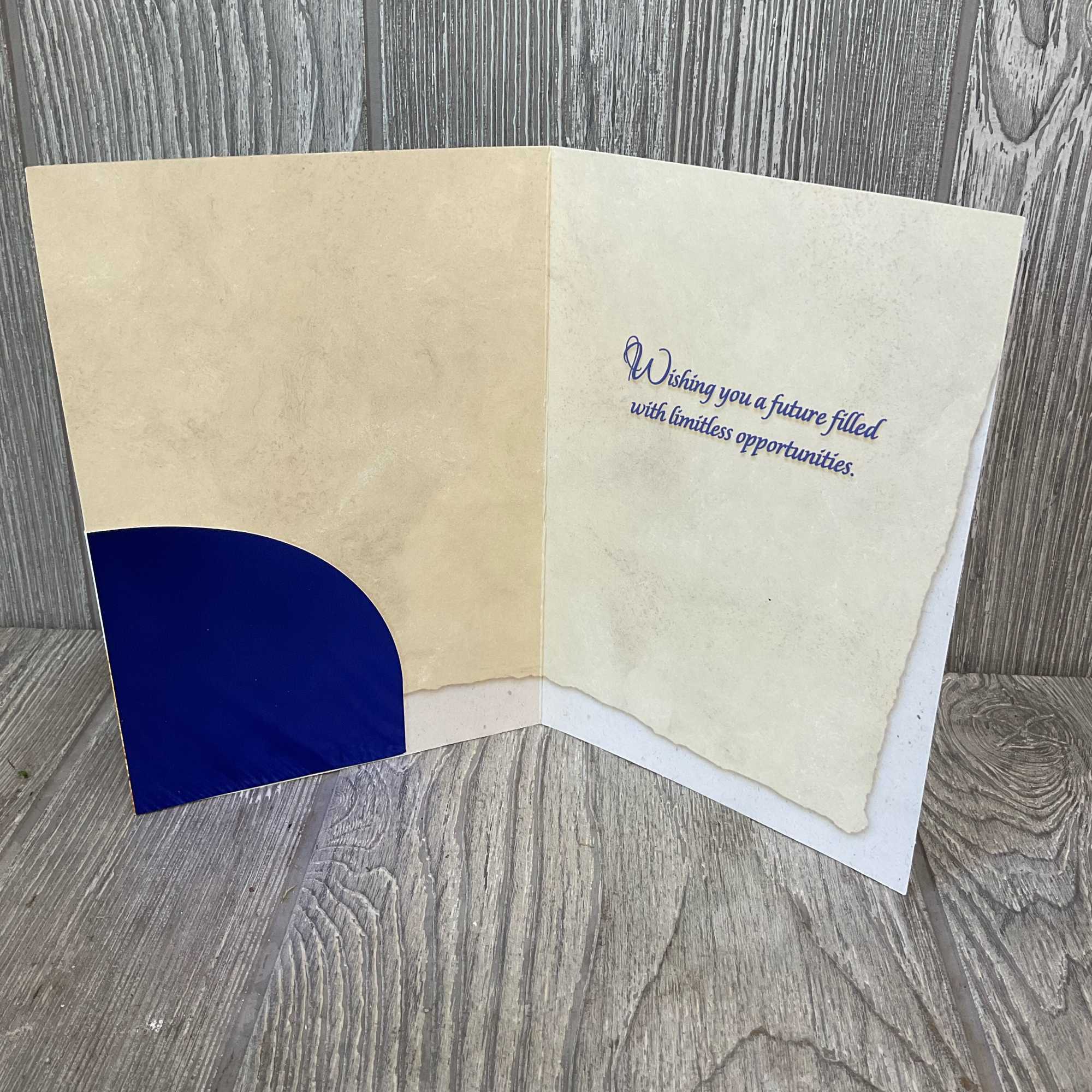 Graduation card with money/gift card holder with the inside message &quot;Wishing you