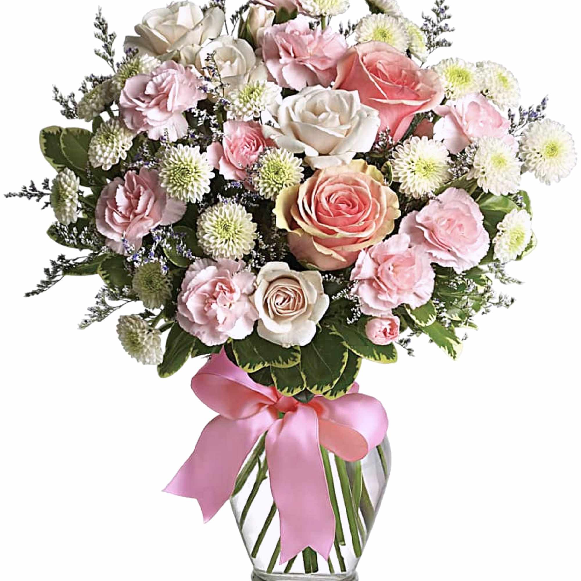 Sweet as candy! This soft pink and white bouquet is a feminine