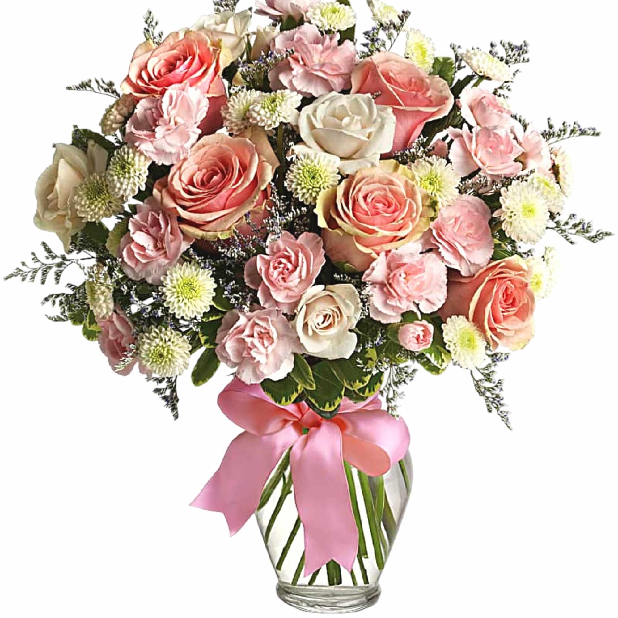 Sweet as candy! This soft pink and white bouquet is a feminine