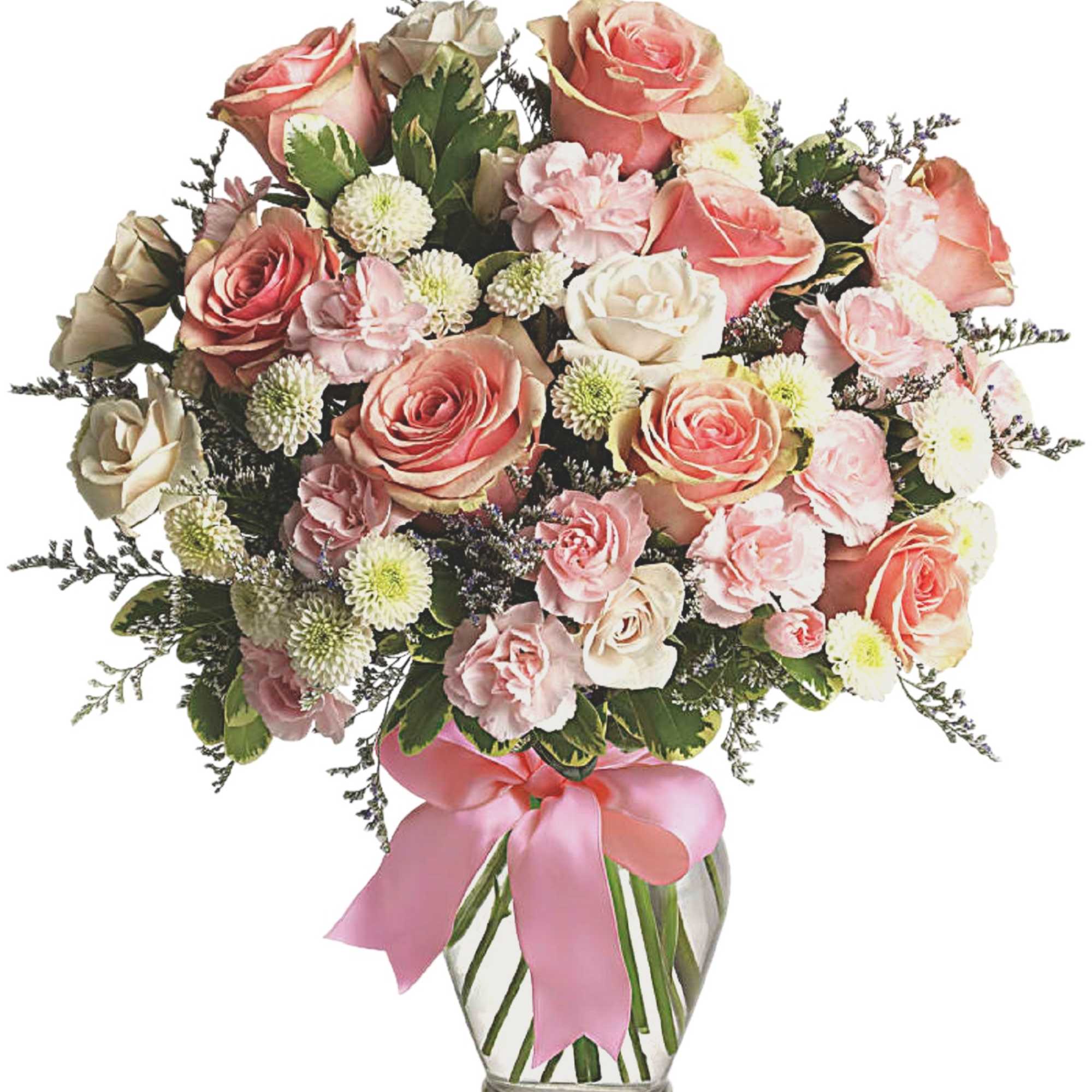 Sweet as candy! This soft pink and white bouquet is a feminine
