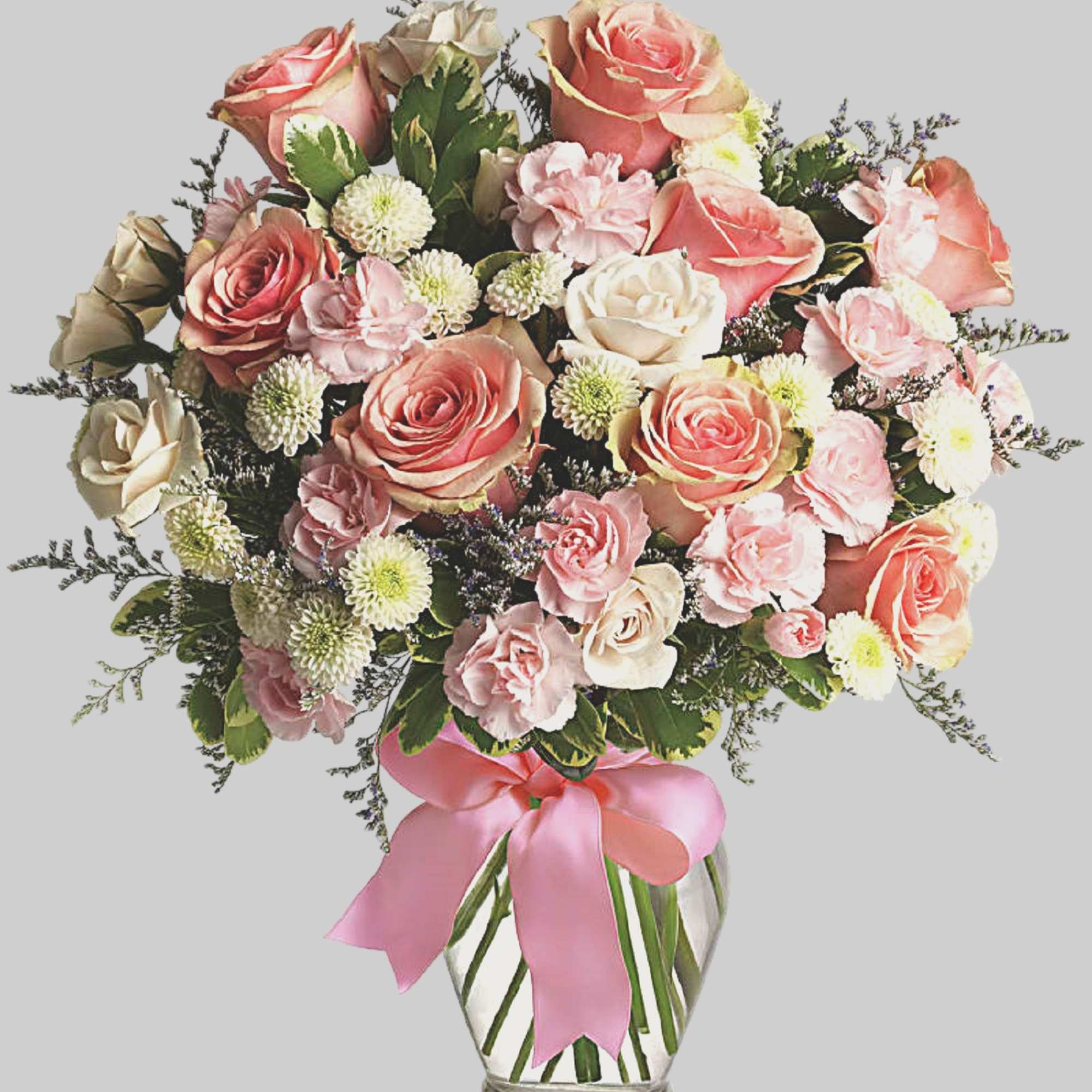Sweet as candy! This soft pink and white bouquet is a feminine