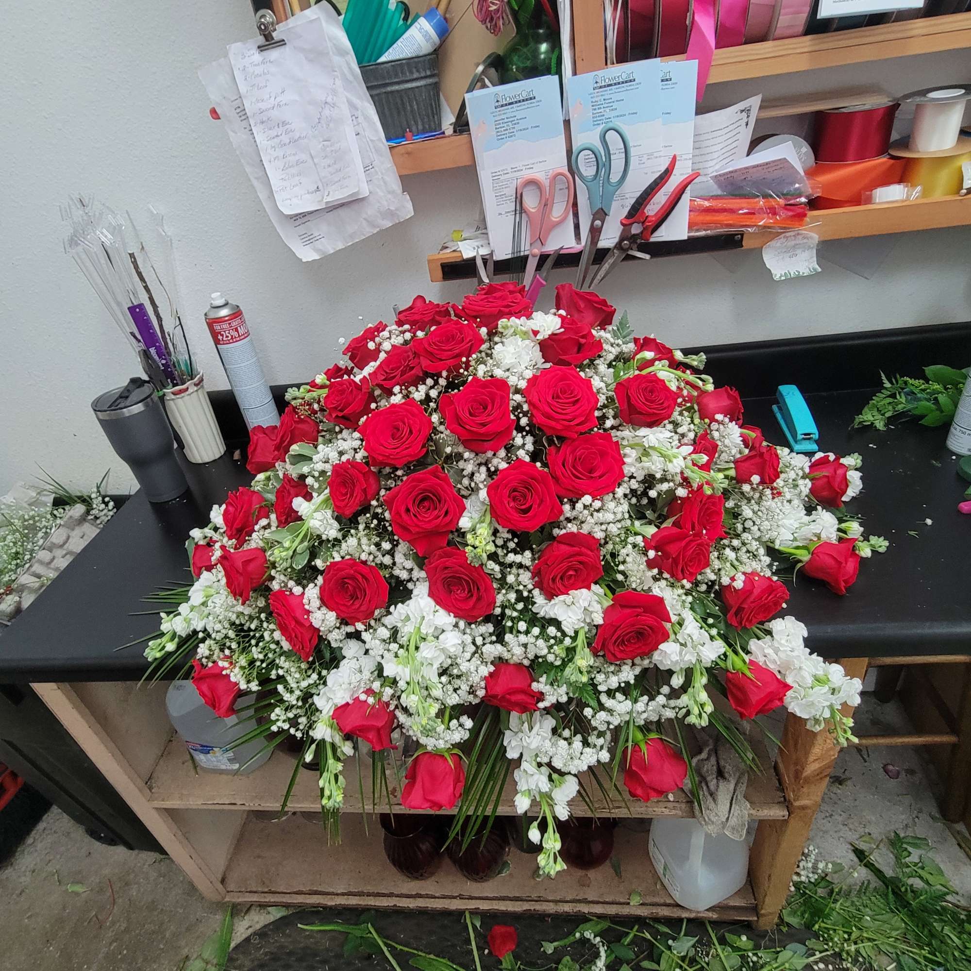 We make all casket sprays standard to cover half the casket if