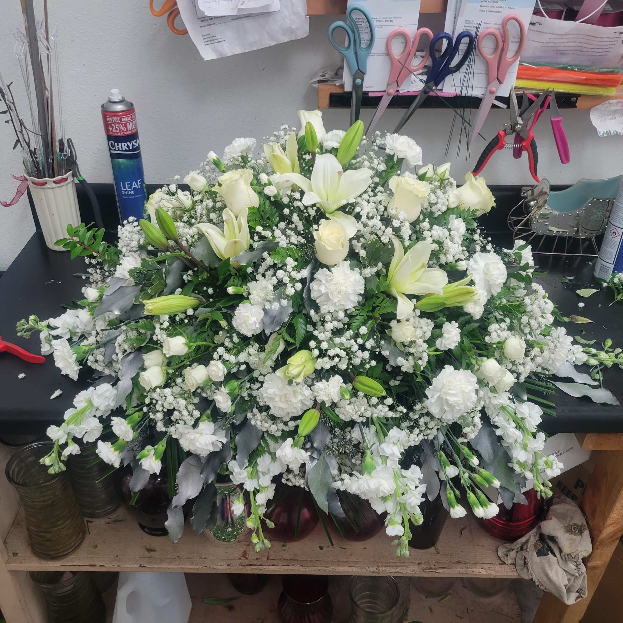 We make all casket sprays standard to cover half the casket if