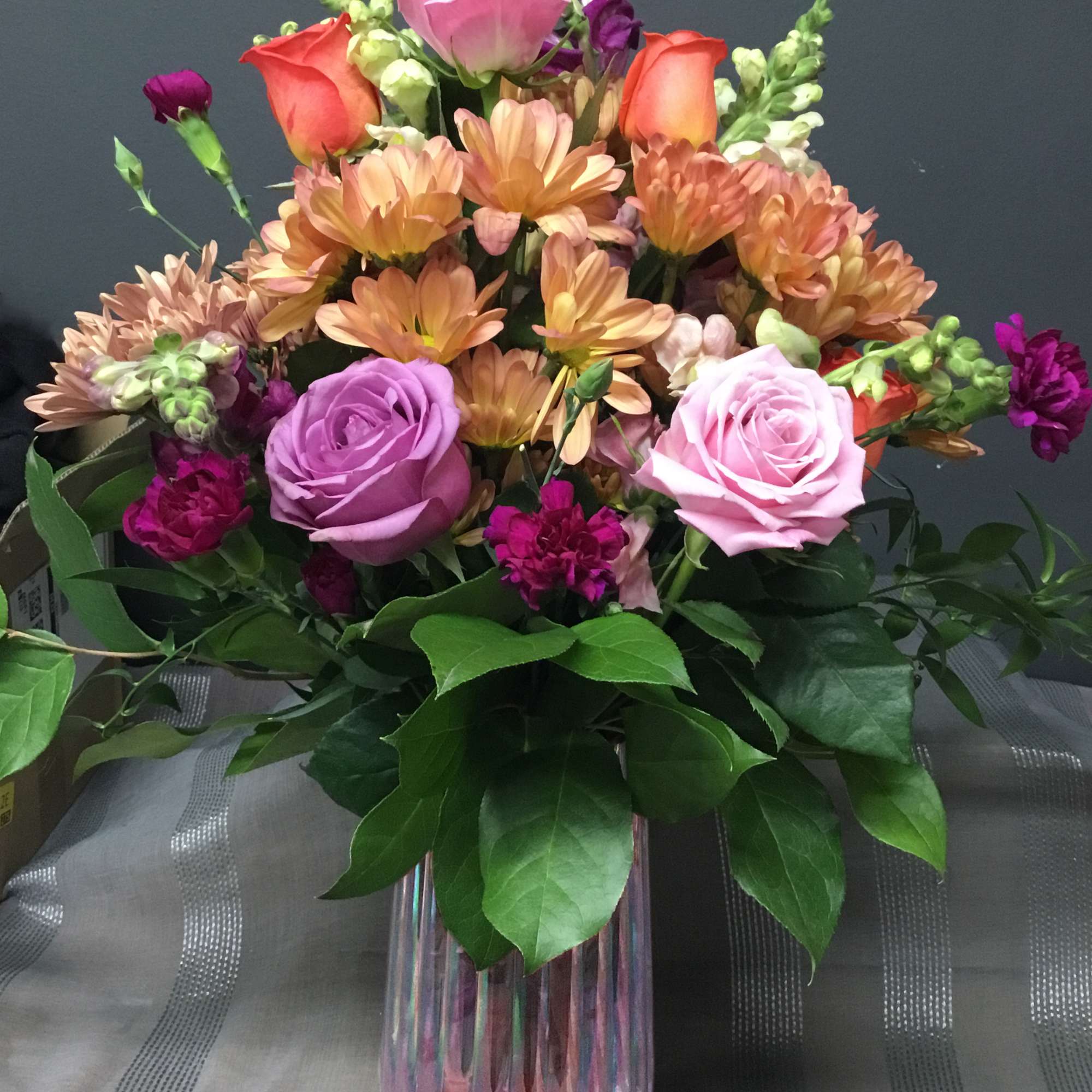 Beautiful mix of spring colors with roses.