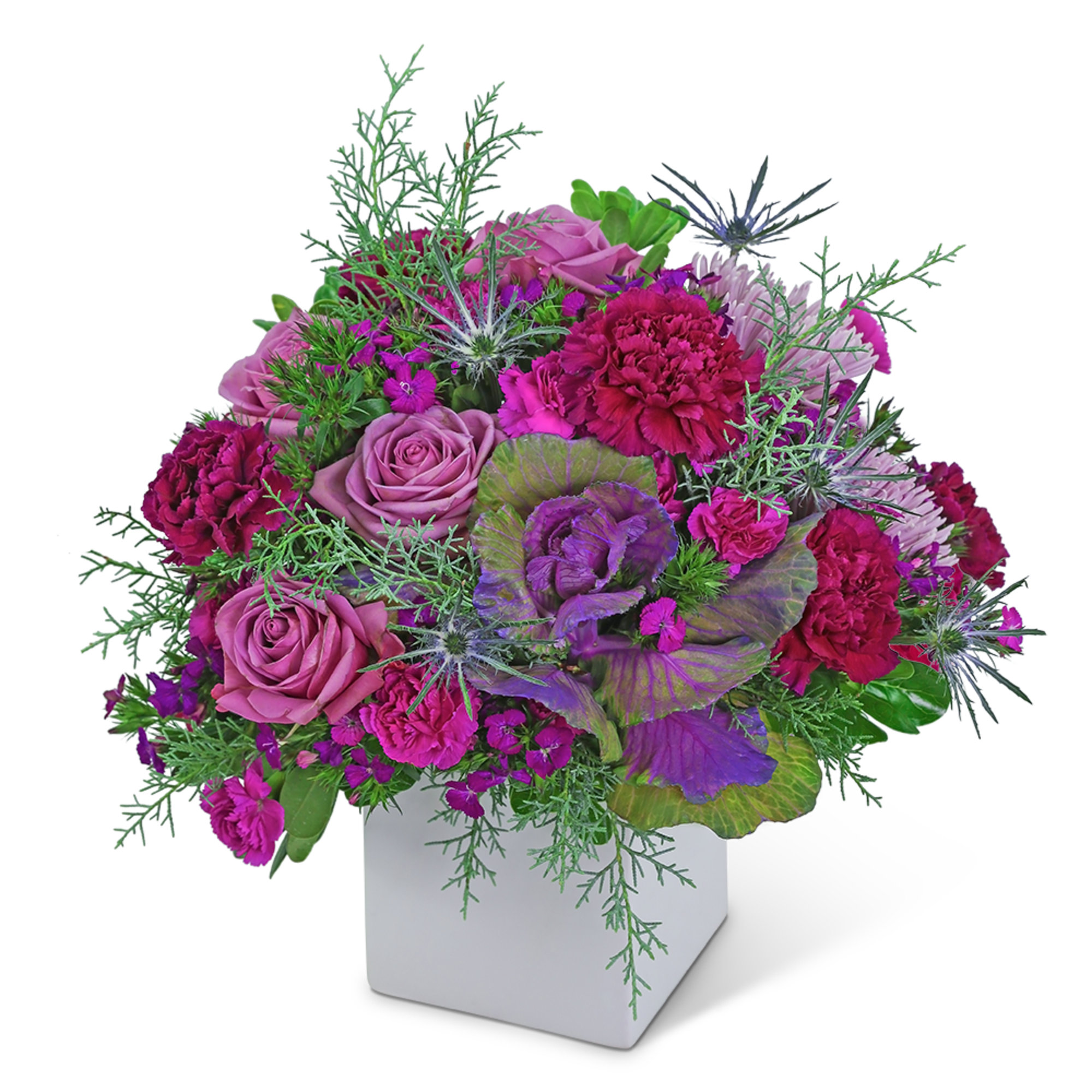 This artistic flower design will brighten anyone&rsquo;s day! Mulberry Luxe contains roses