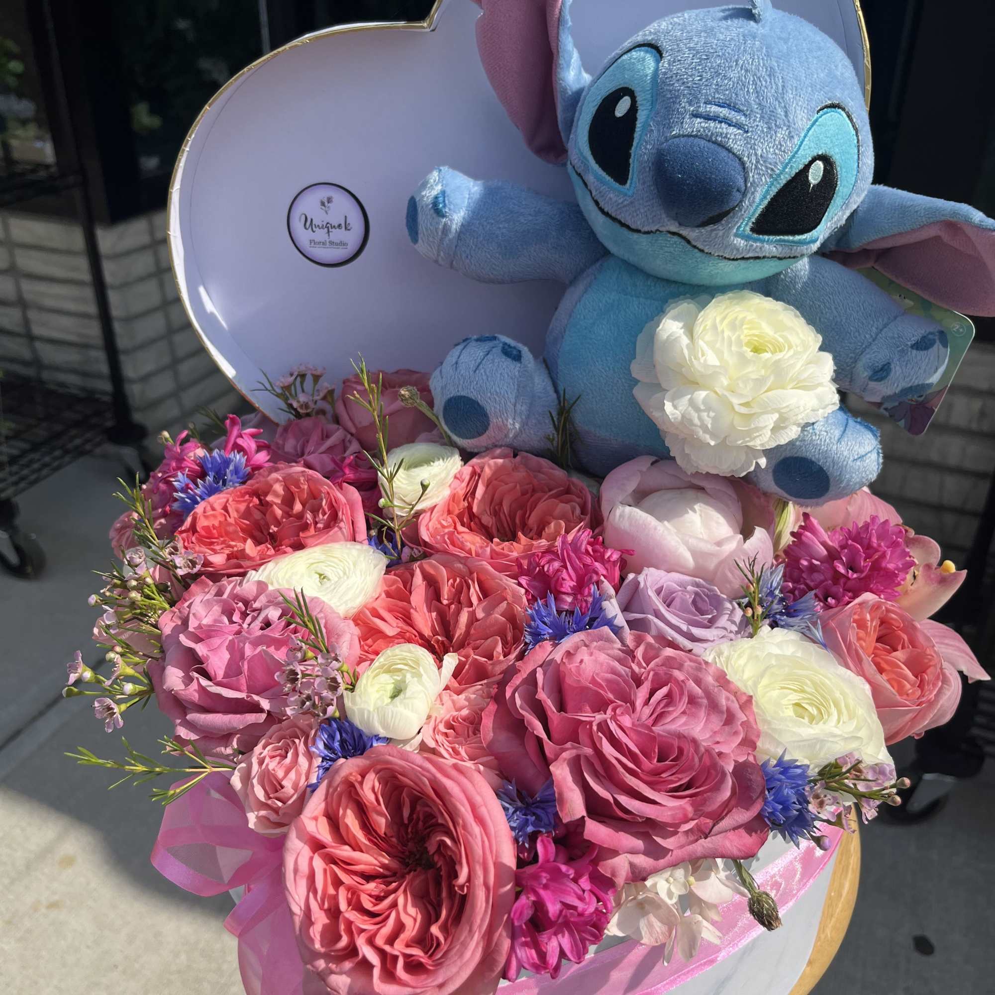 Our stunning , featuring a beautiful mix of roses, peonies, hyacinths, ranunculus