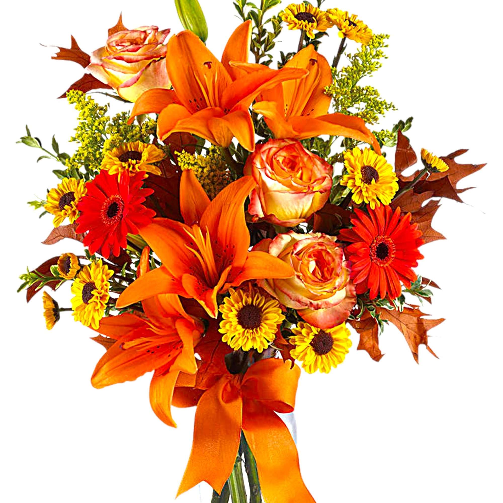 A burst of beauteous blooms in autumn shades of orange and yellow