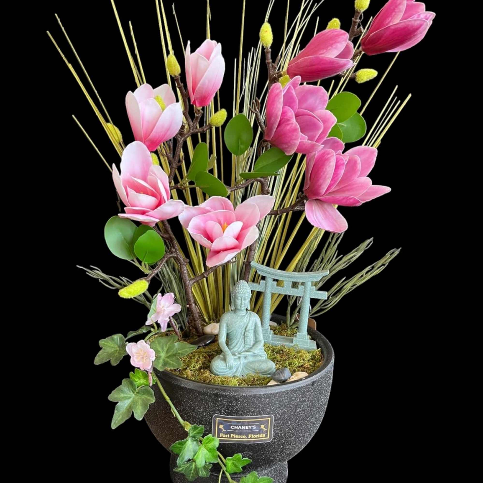 A beautiful ZEN dishgarden with a  cute little Buddha add on