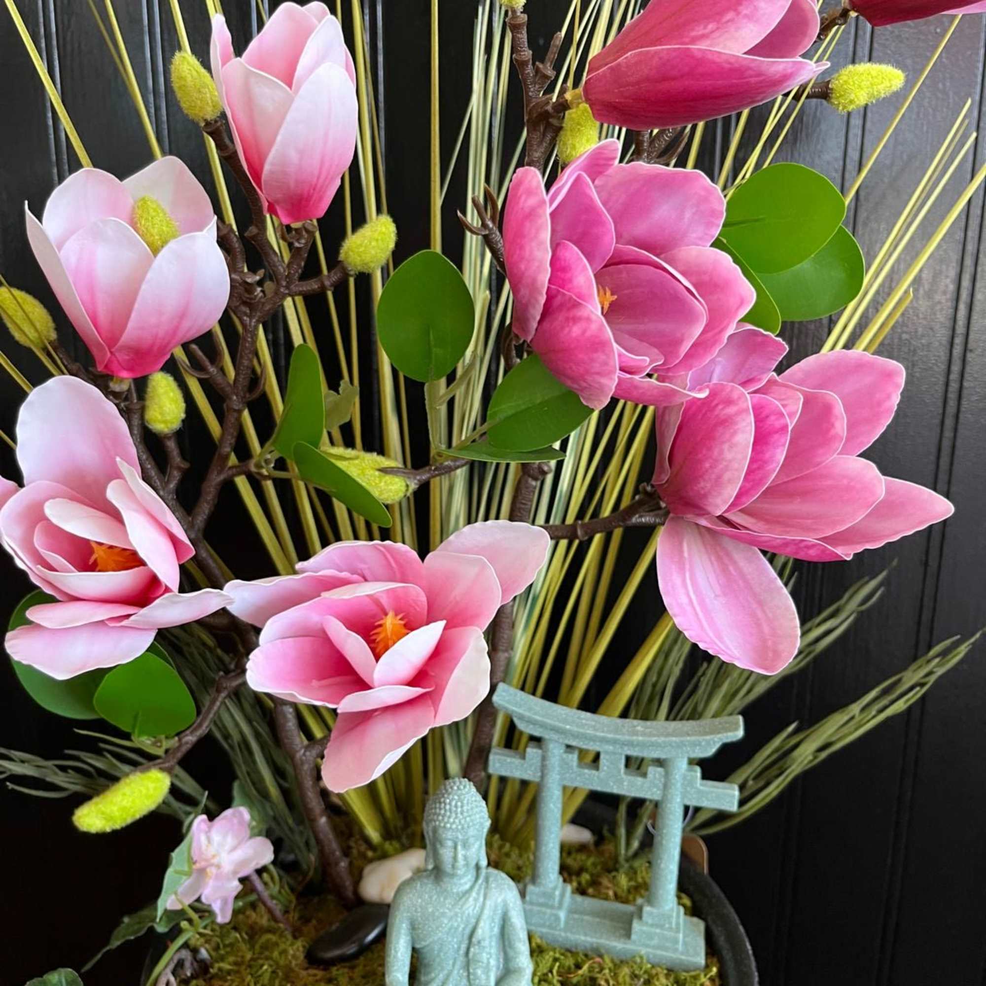 A beautiful ZEN dishgarden with a  cute little Buddha add on