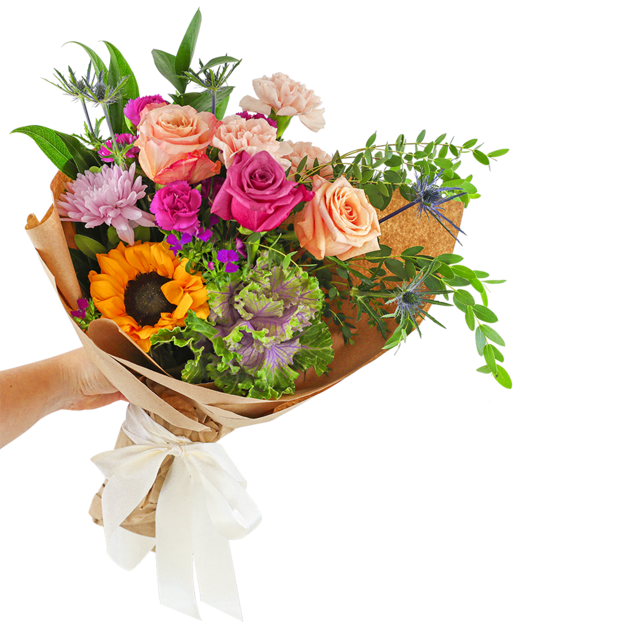 Brighten someone&rsquo;s day with our Seasonal Selection Wrapped Bouquet. The perfect gift