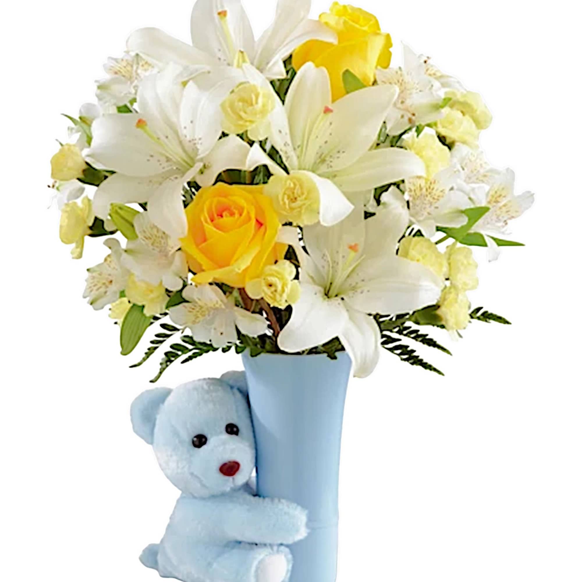 The Baby Boy Big Hug Arrangement is a sweet and adorable way