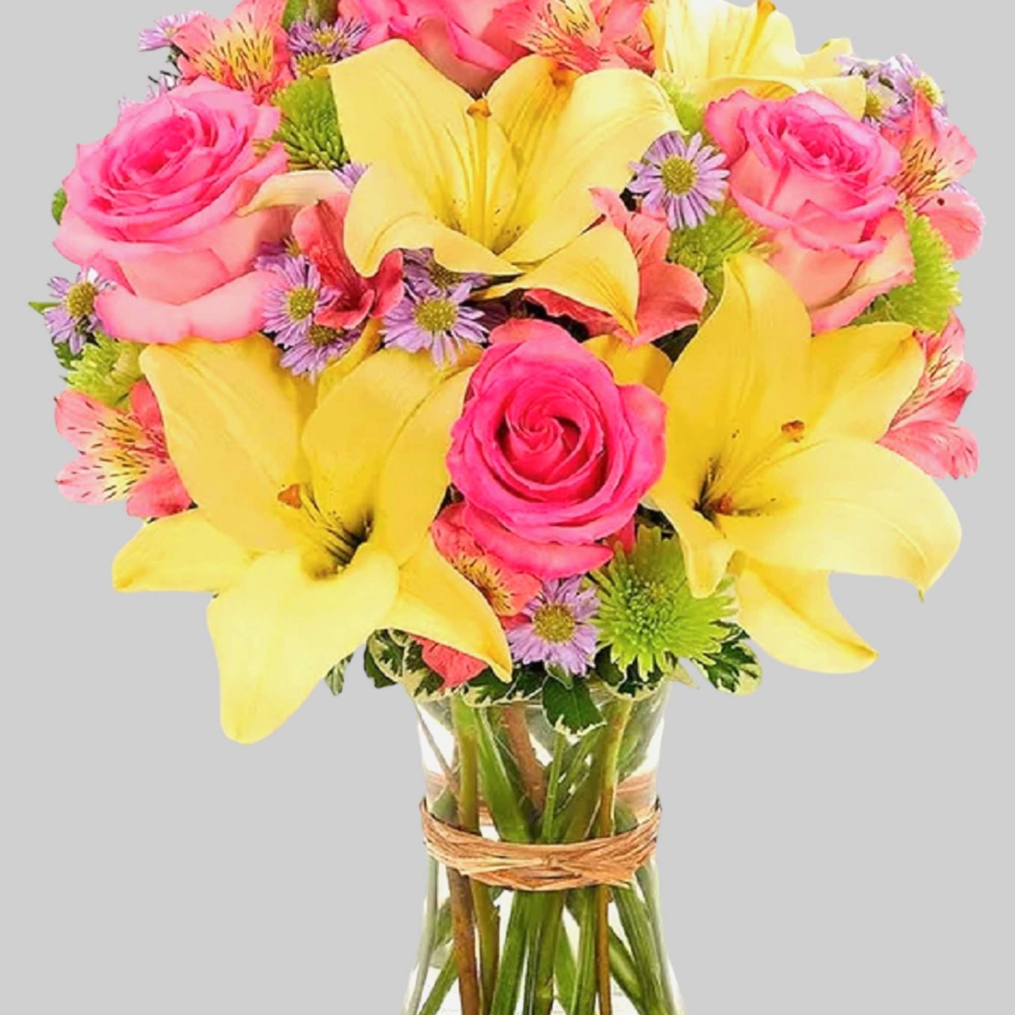 This bright and beautiful flower arrangement will brighten someone&#039;s day with a