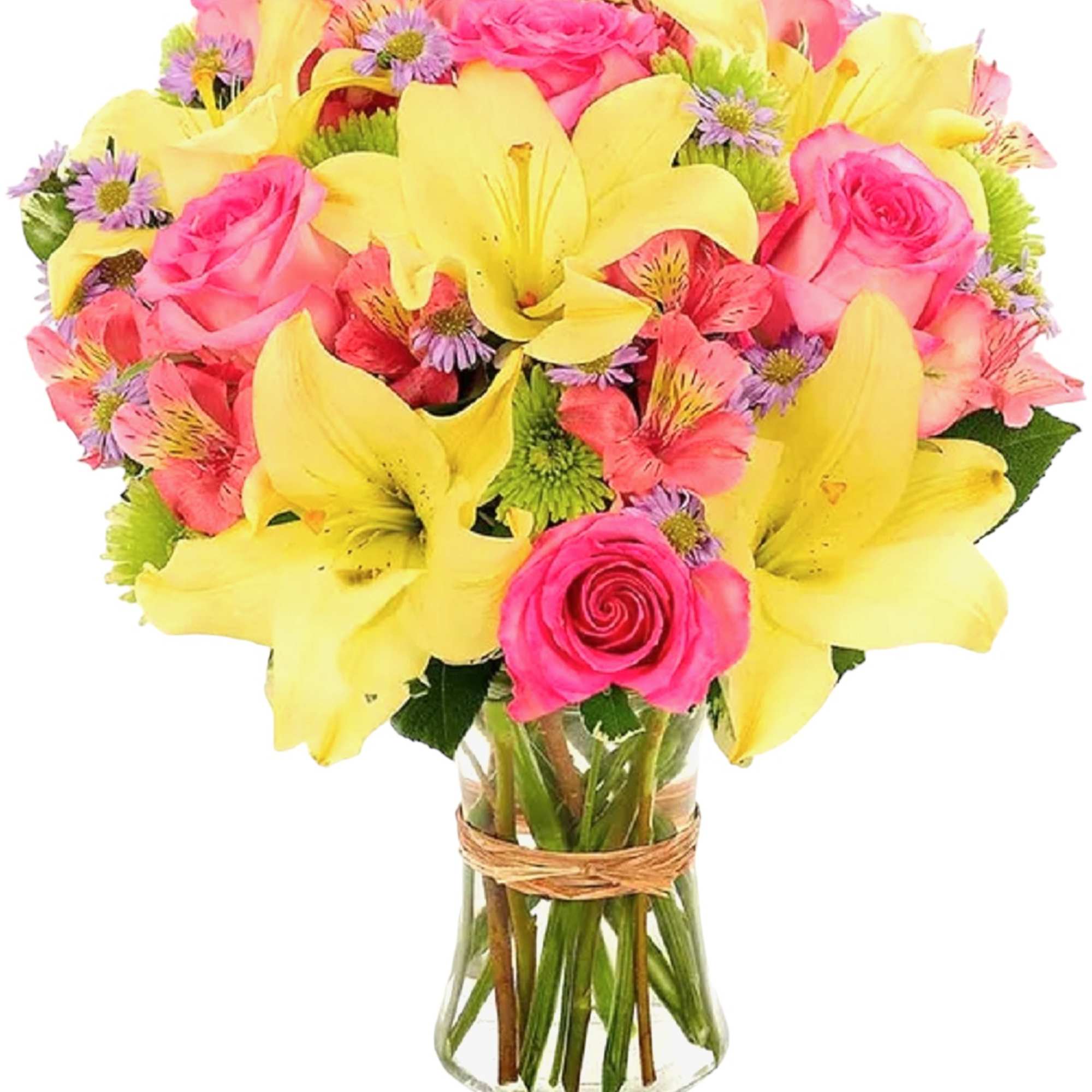This bright and beautiful flower arrangement will brighten someone&#039;s day with a