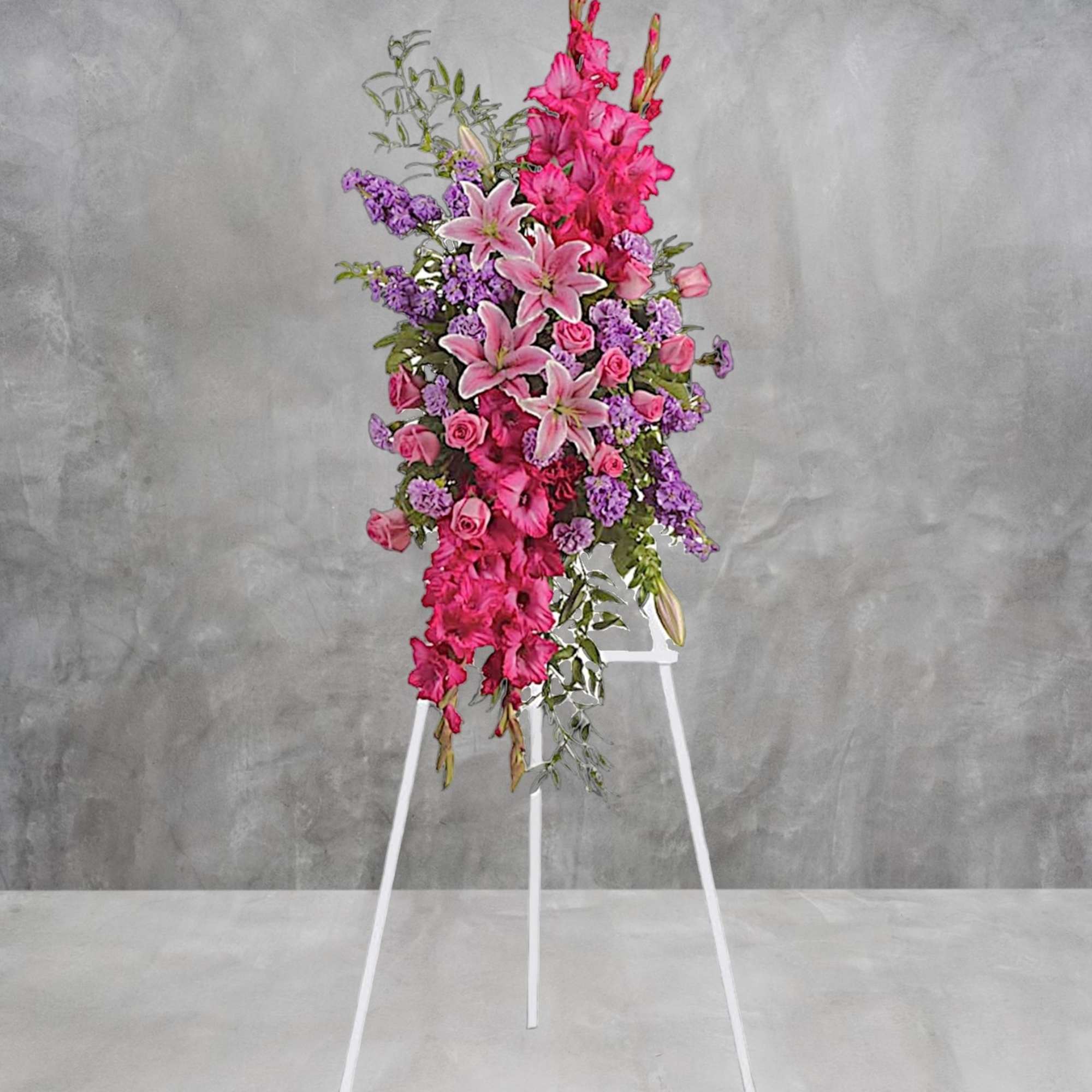 Vivid hues of pink, lavender, and purple are a tribute to her