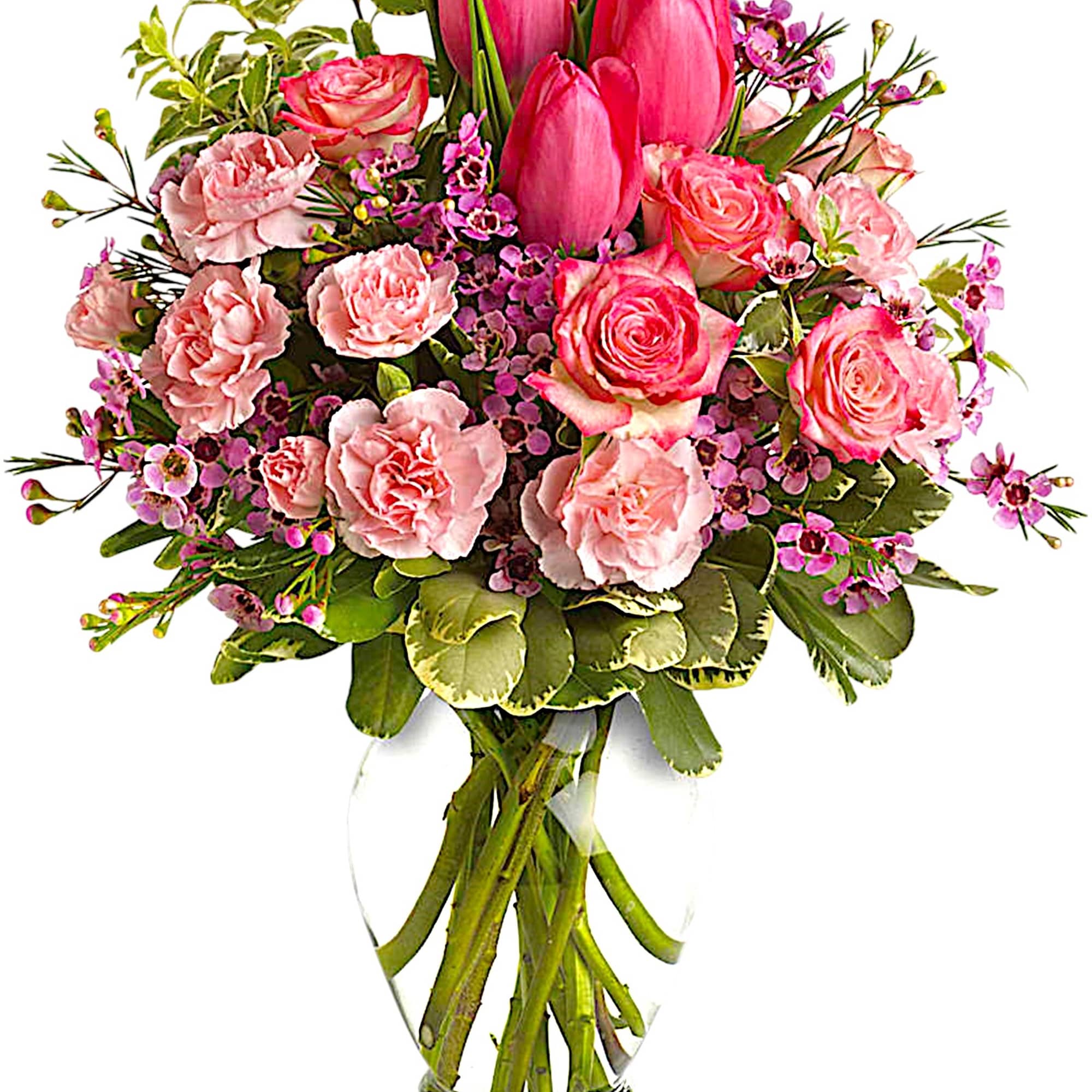 It&#039;s beauty-full! Bursting with tantalizing tulips and radiant roses, this delightful pink