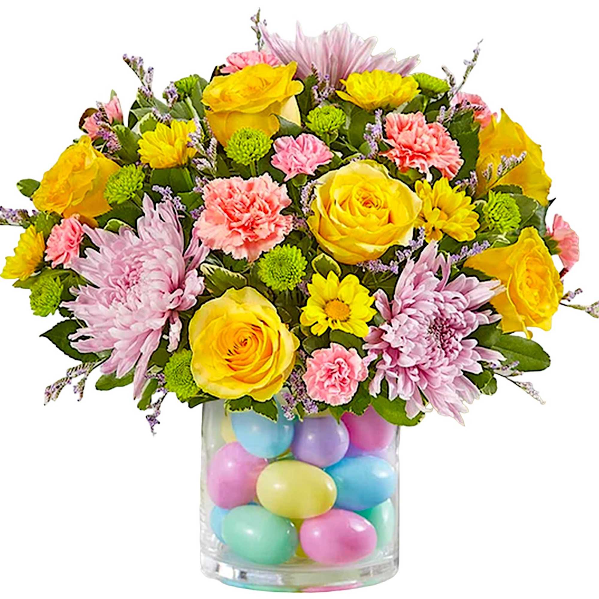 Our pastel arrangement brings fresh-picked spring beauty &amp; plenty of fun into