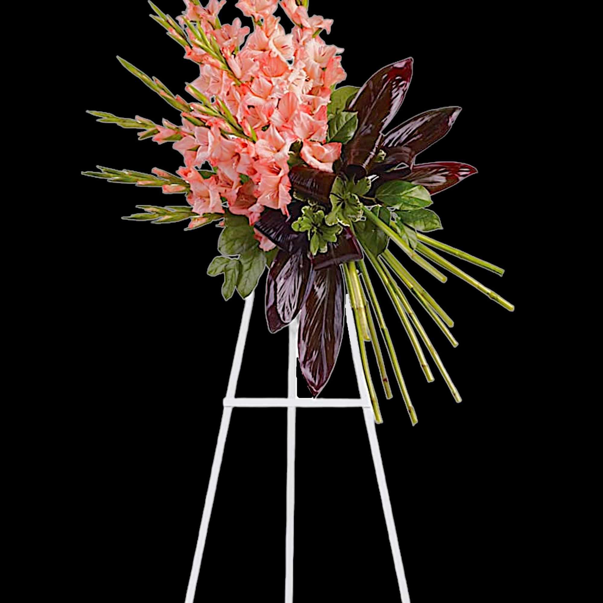 Stunning Zen flowers create an elegant tribute in this modern, artistic standing