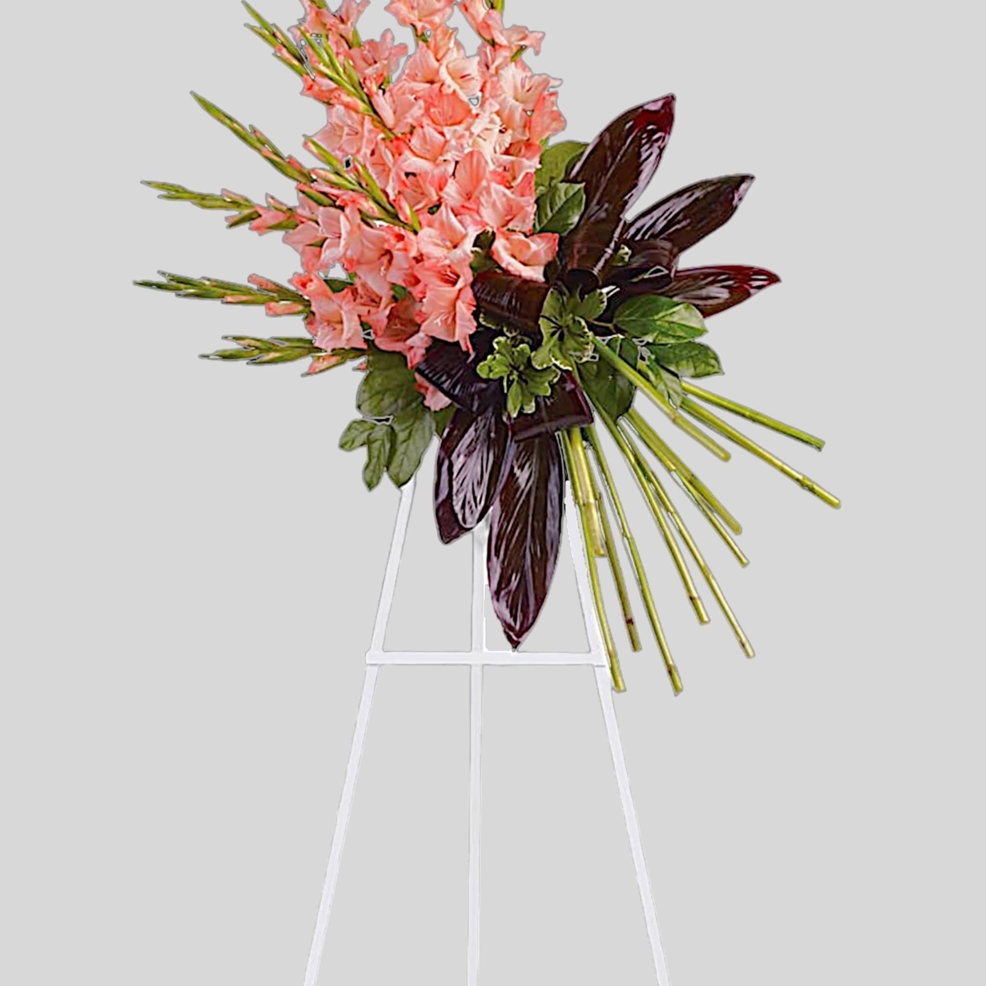 Stunning Zen flowers create an elegant tribute in this modern, artistic standing