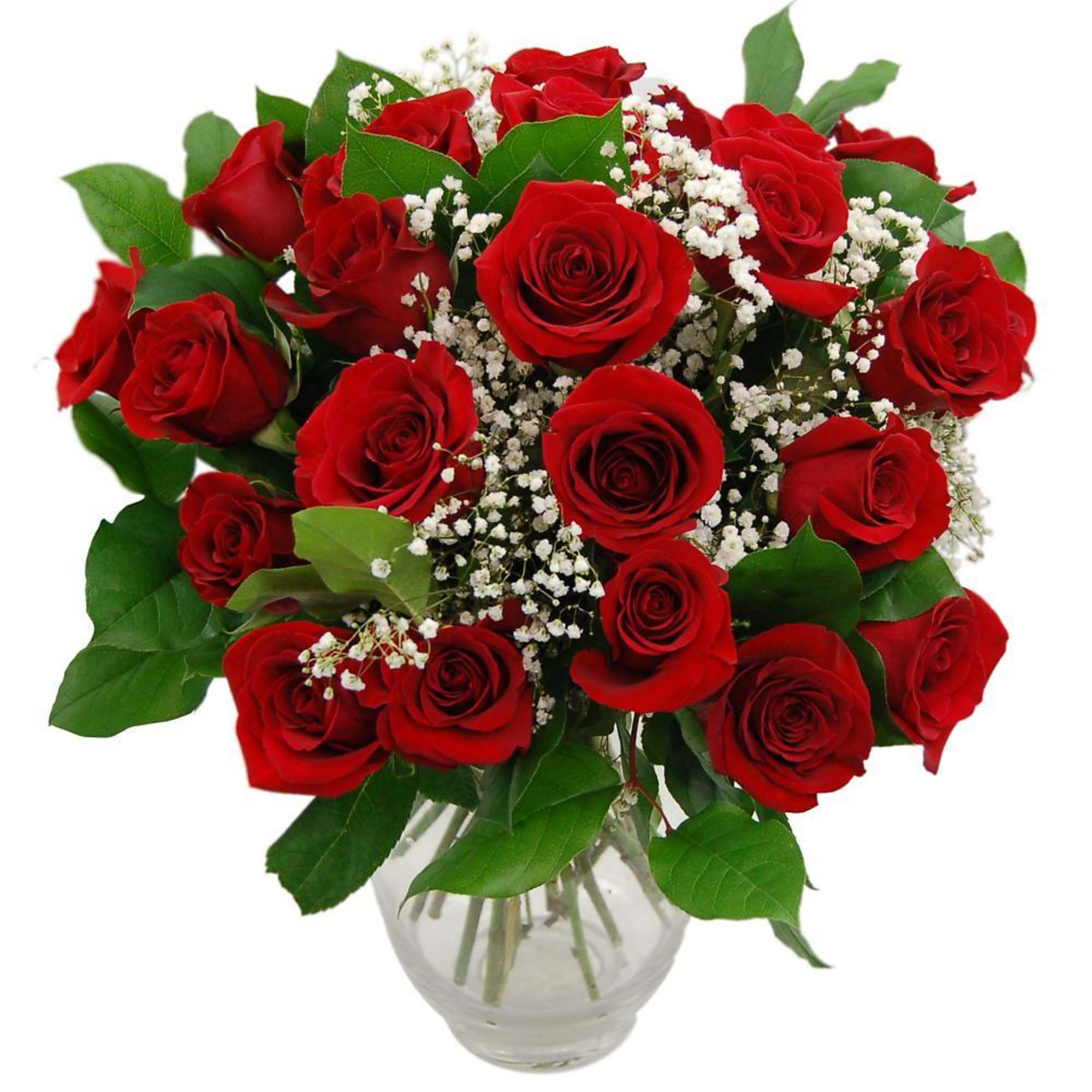 A charming bouquet of a dozen fresh and fragrant red or any