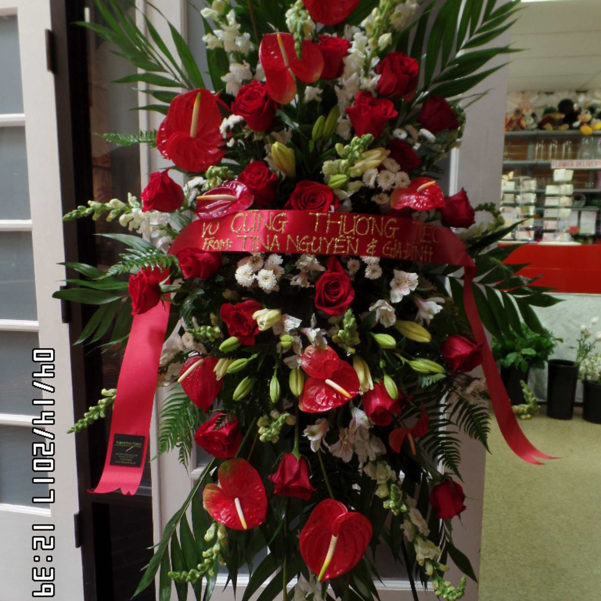 Standing Spray befitting for a beloved departed. Available in many colors combination.