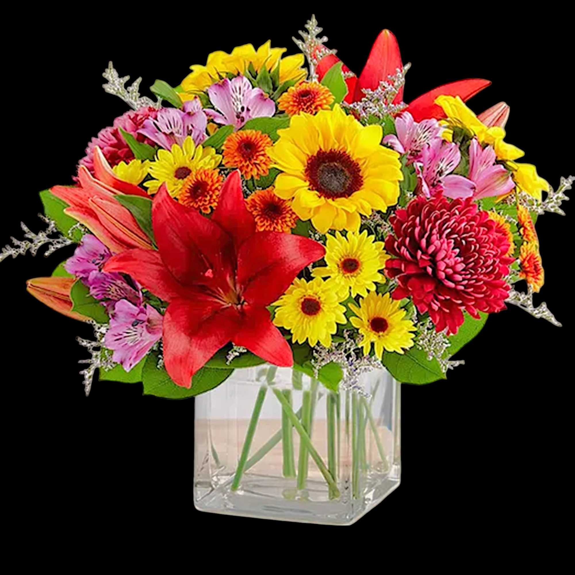 Embrace autumn&rsquo;s allure with our harvest-inspired arrangement. A loose gathering of blooms