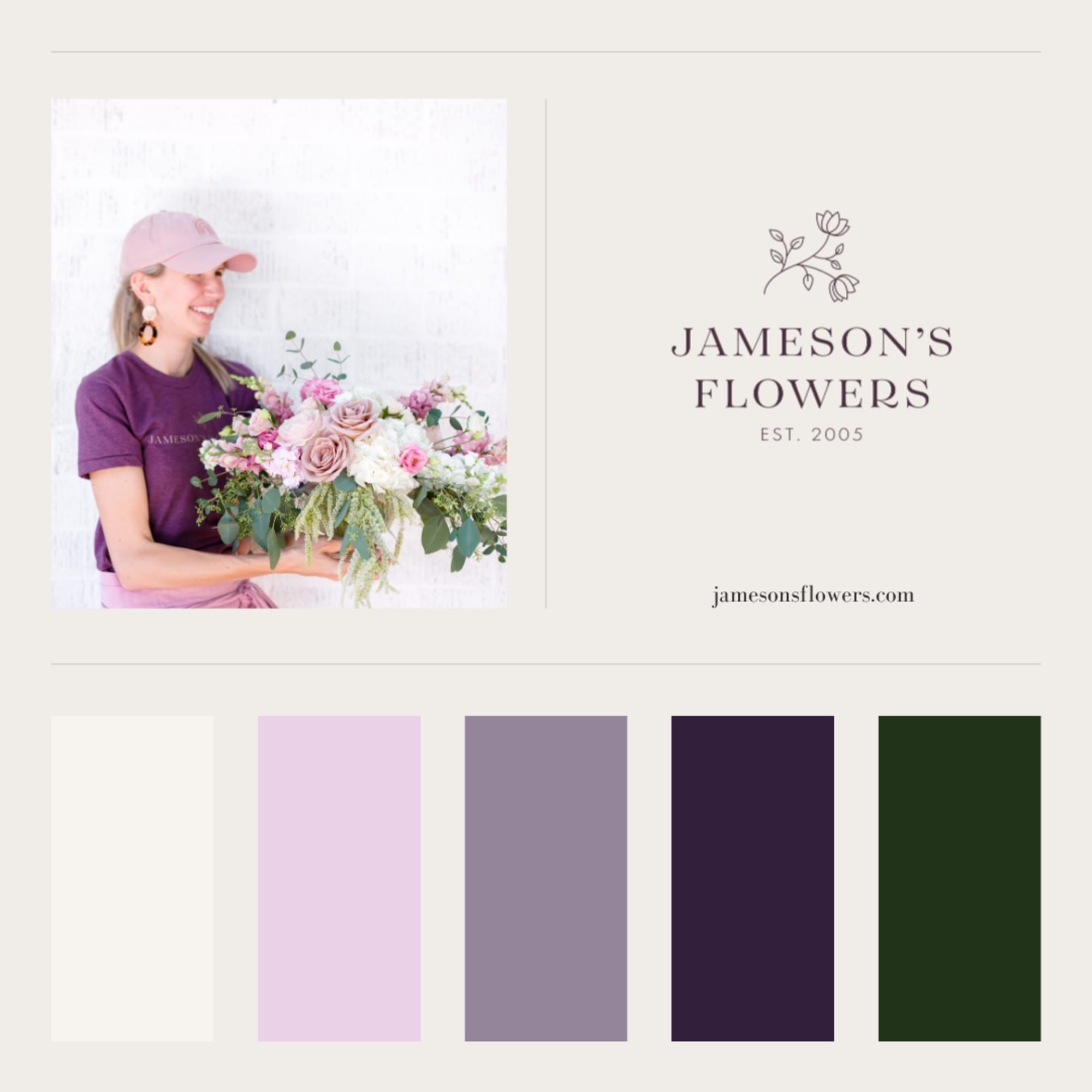 The mix of Purple, Pinks, Peach, White and Greens. The Jamesons Flowers