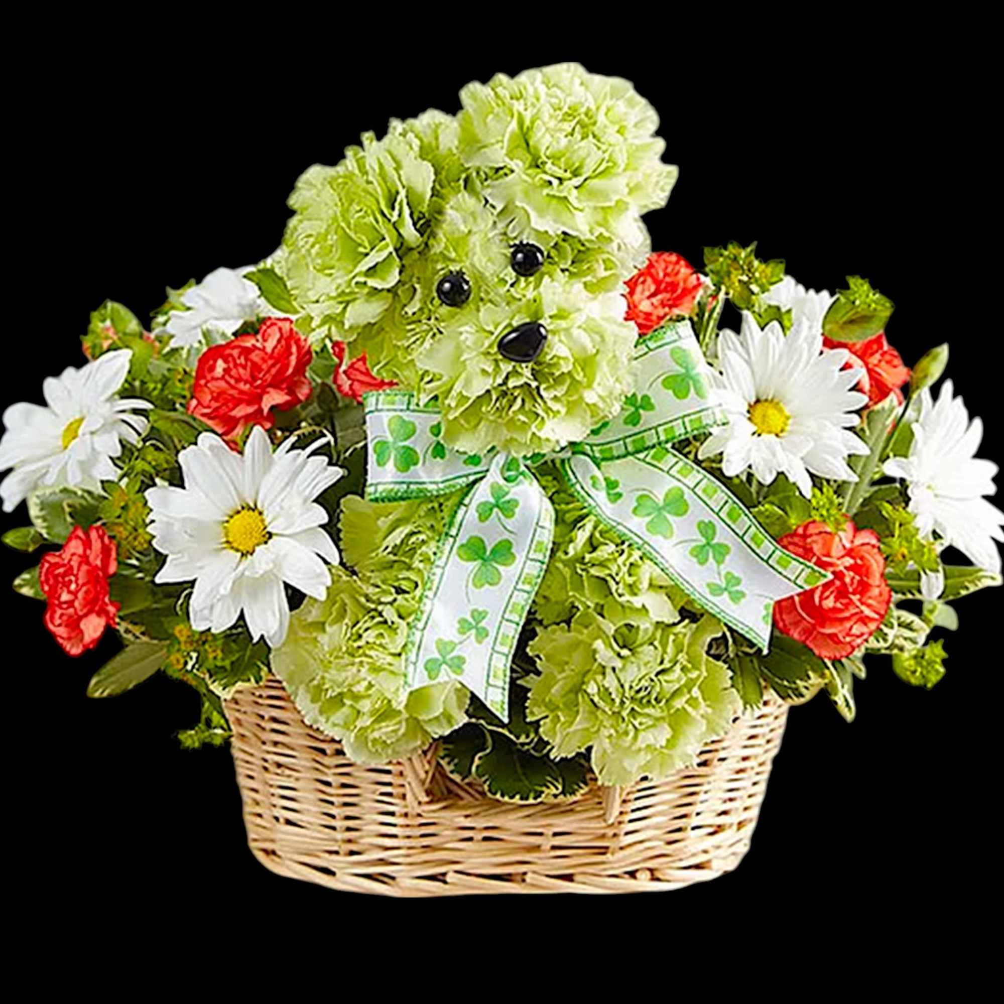 Unleash smiles with the lucky dog arrangement! Hand-designed in a charming basket